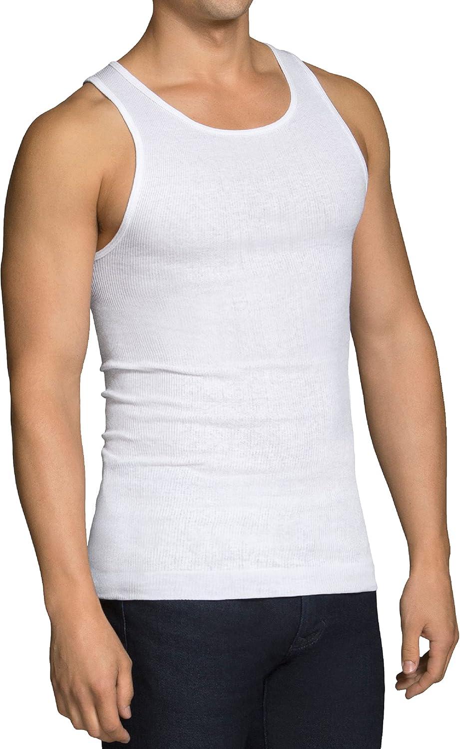 Fruit of the Loom Men's Sleeveless Tank A-Shirt, Tag Free & Moisture Wicking, Ribbed Stretch Fabric