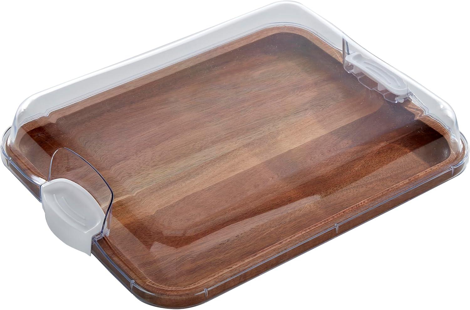 Rectangular White Plastic Charcuterie Board with Lid