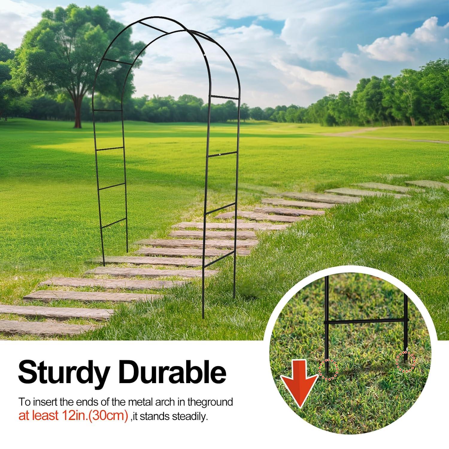 Metal Garden Arch 7.8ft High X 4.5ft Wide Garden Arbor for Various Climbing Plant Outdoor Garden Lawn Backyard Wedding Arch Party Decoration Archway