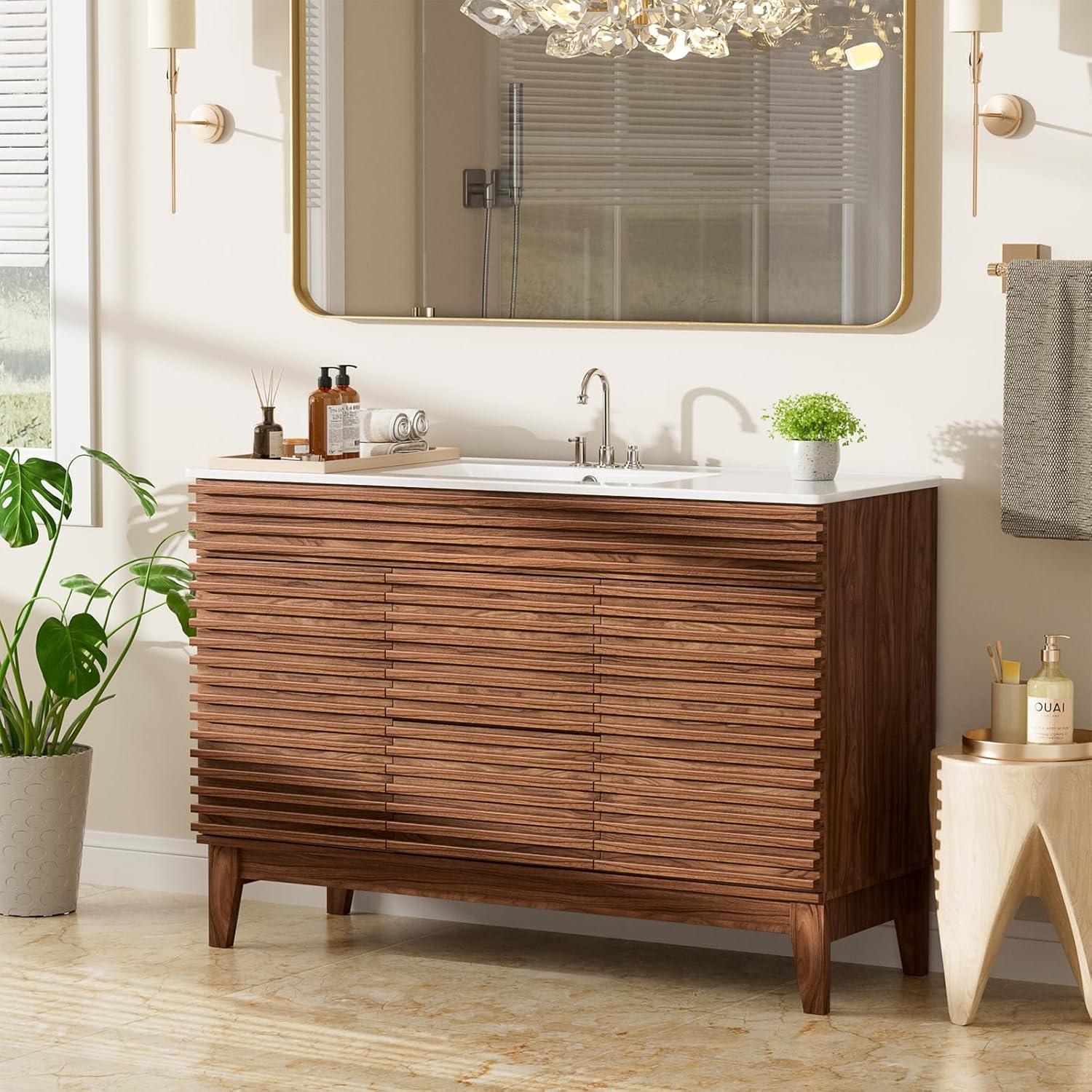 48'' Double Bathroom Vanity with Carrara Marble Top