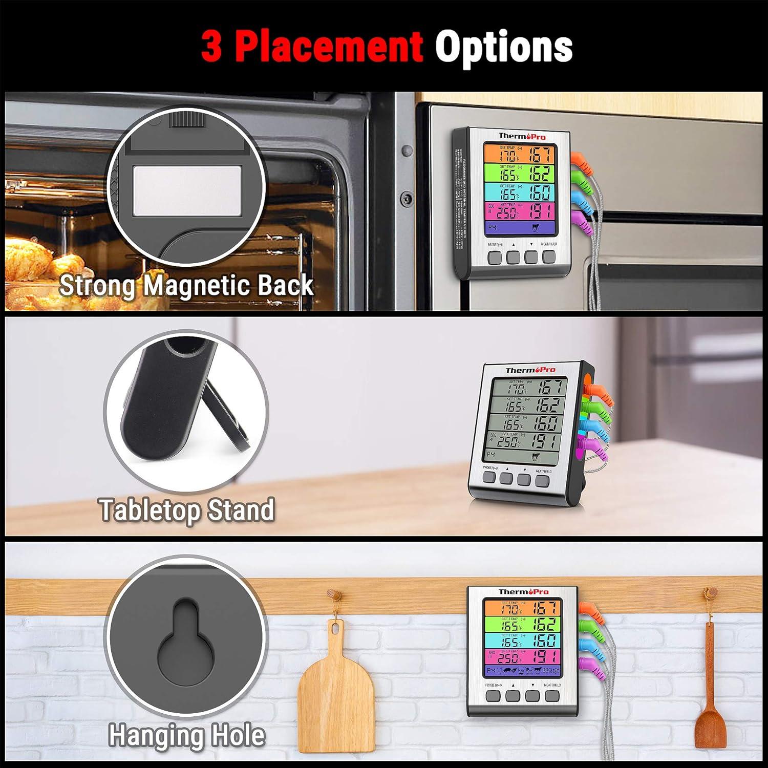 ThermoPro Digital Meat Thermometer with 4 Probes and Backlit LCD