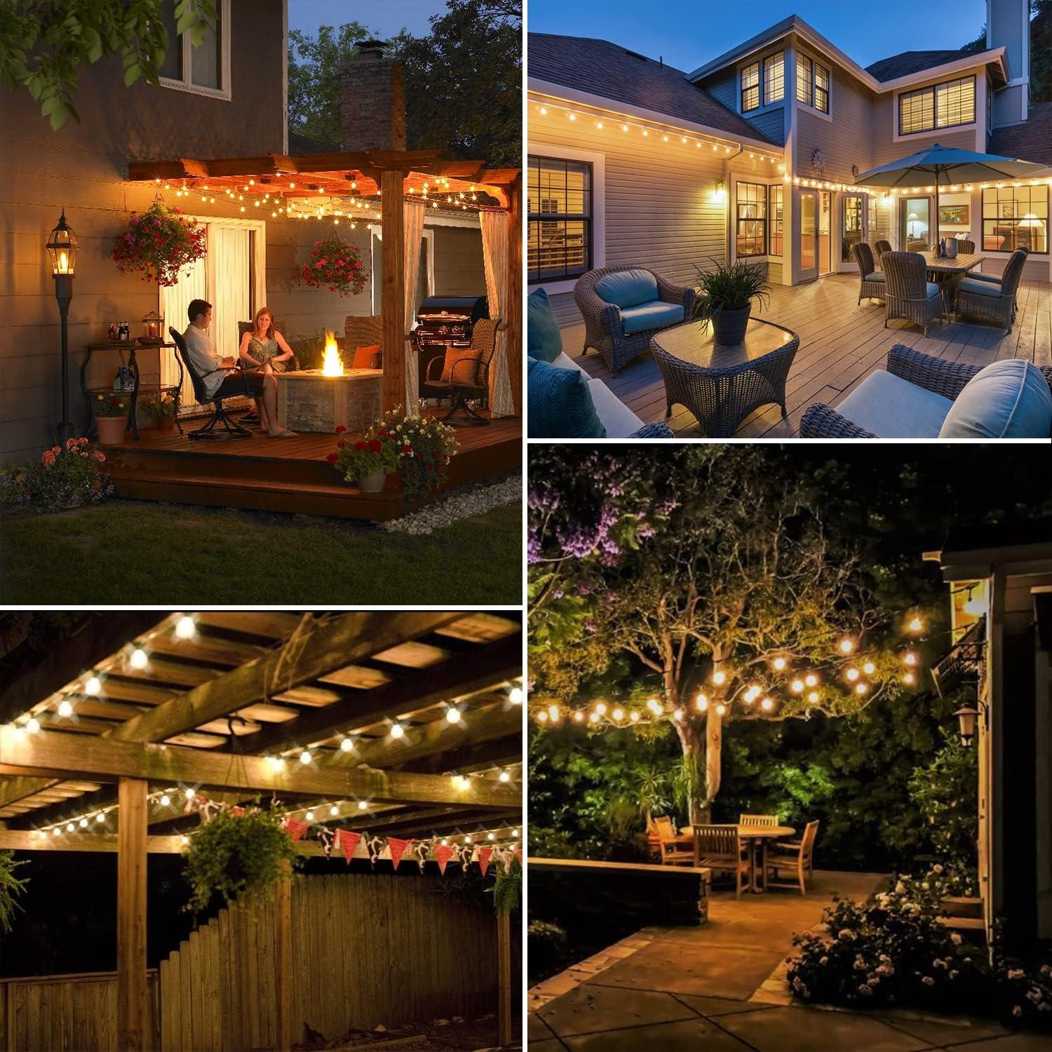 50ft Warm White LED Outdoor String Lights with Shatterproof Bulbs