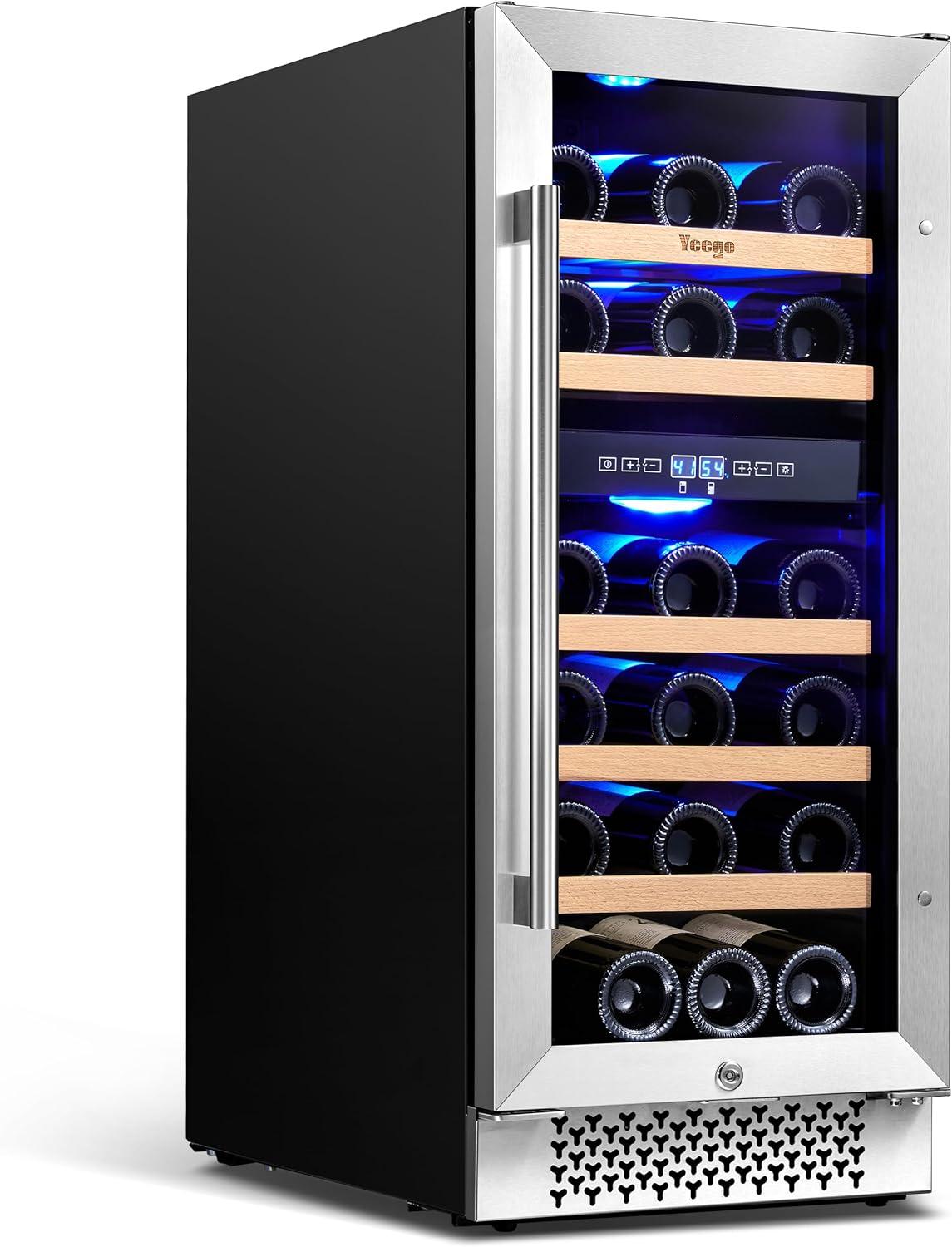 Yeego Yeego 28 Bottles 15" Dual Zone Wine Cooler Under Counter Compressor Wine Refrigerator
