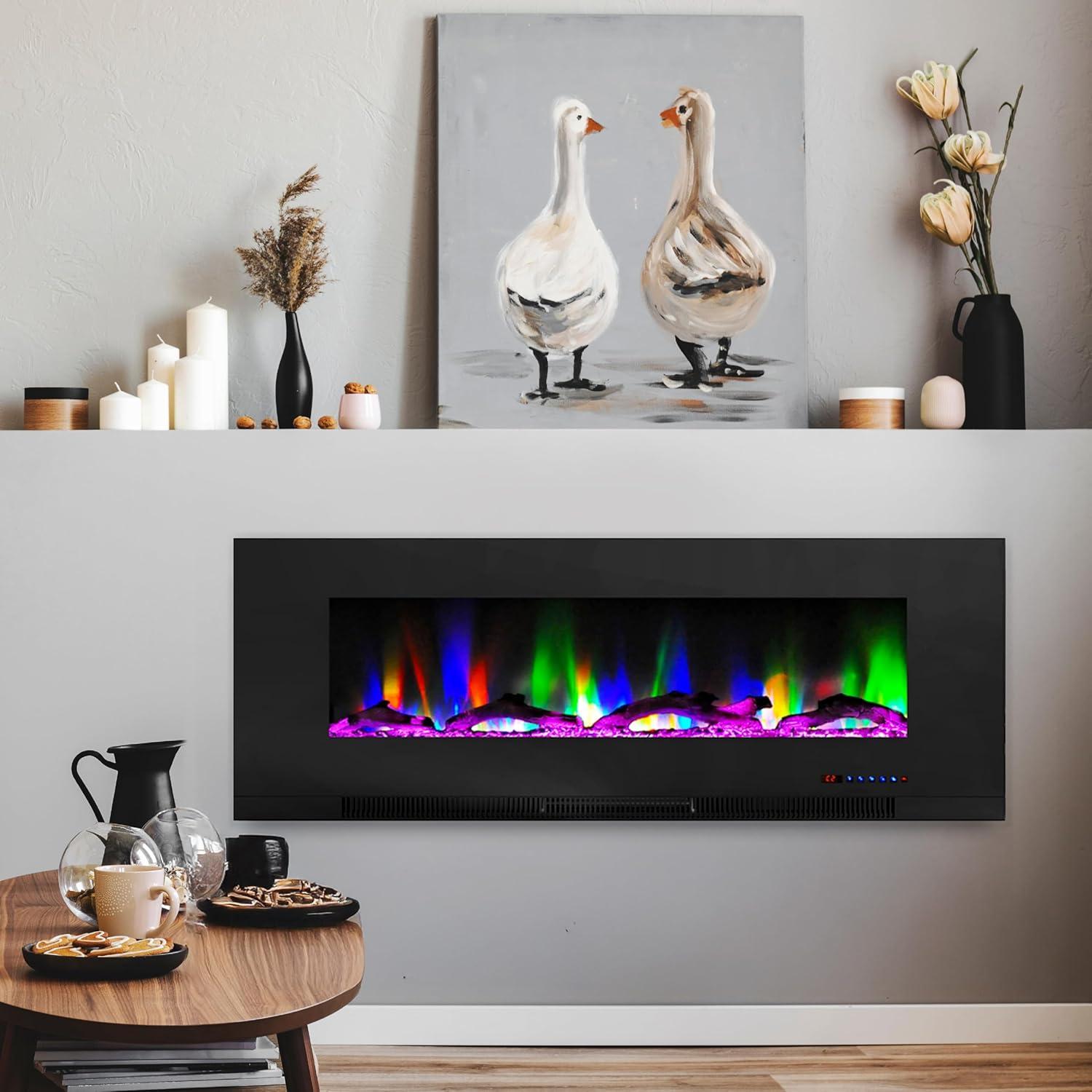 Cambridge Cambridge Wall Mount Electric Fireplace Heater with Remote Control for Indoor Use in Living Room, Bedroom, Home Office