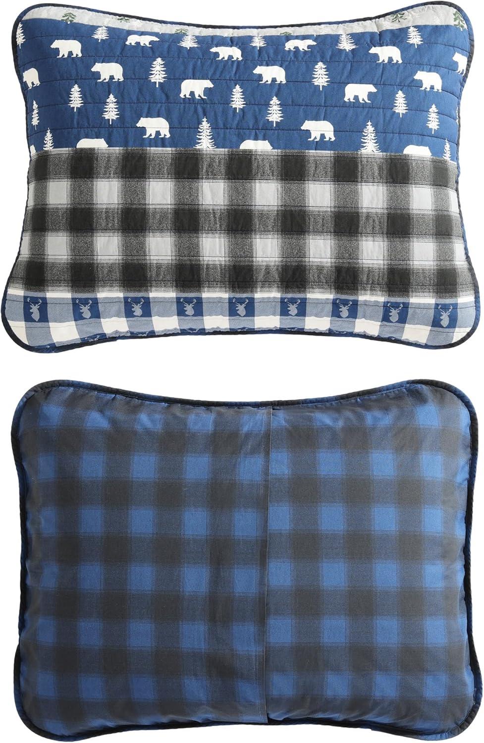 Creek Plaid Reversible Quilt Set Blue - Eddie Bauer