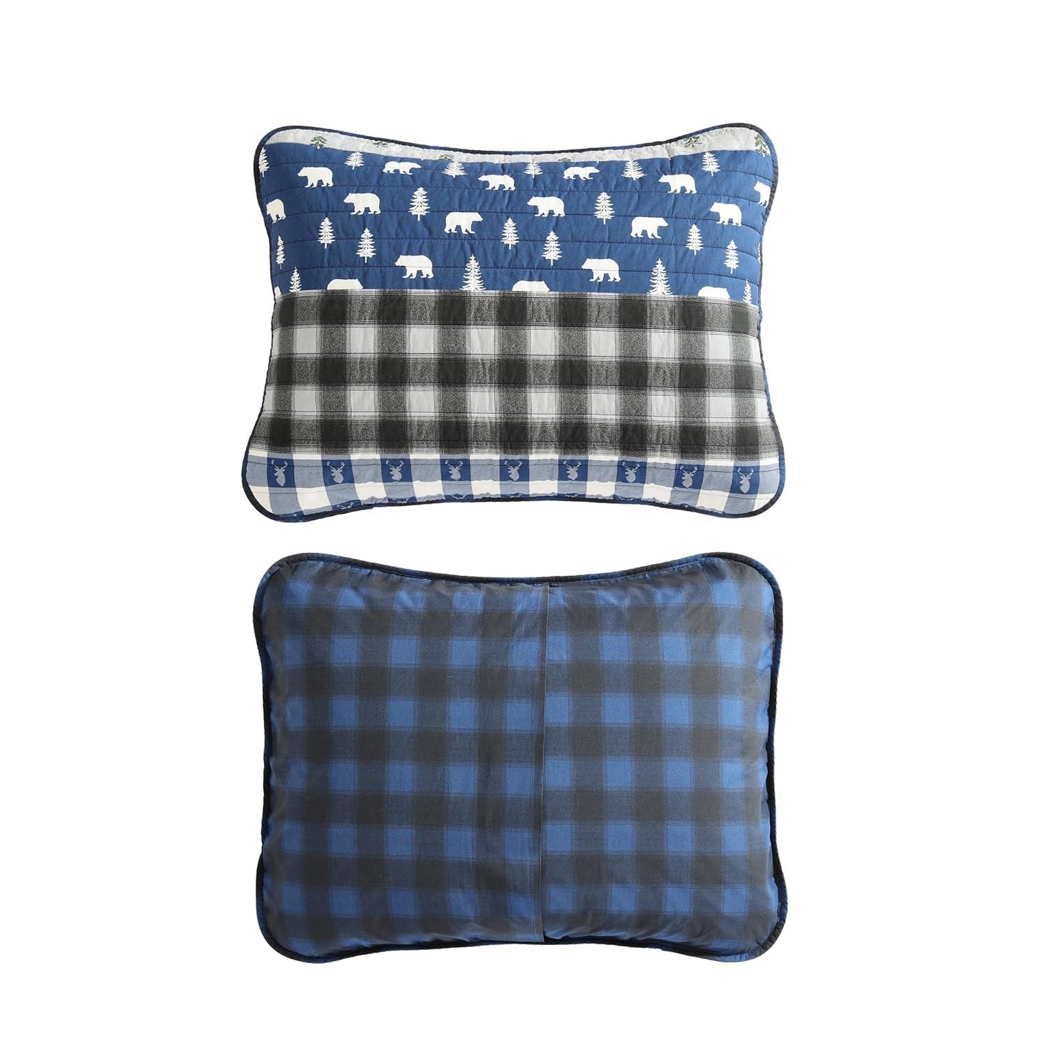 Eddie Bauer Blue Creek Plaid Cotton Reversible Quilt Set