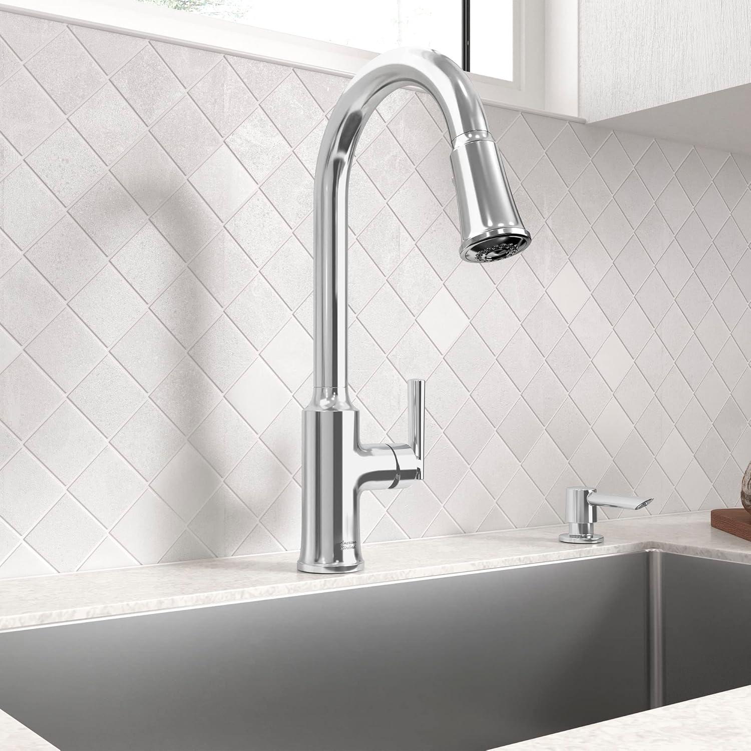 Chrome Transitional Kitchen Faucet with Pull-Down Sprayer