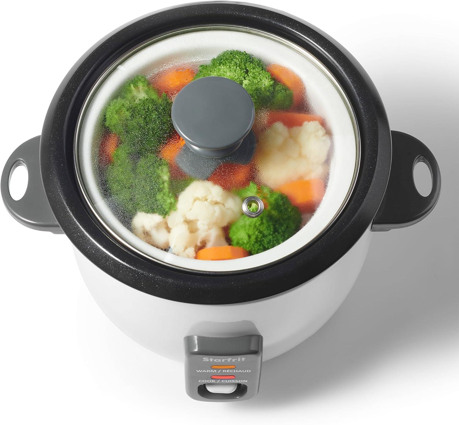 White Ceramic Non-stick Electric Rice Cooker with Steamer Basket