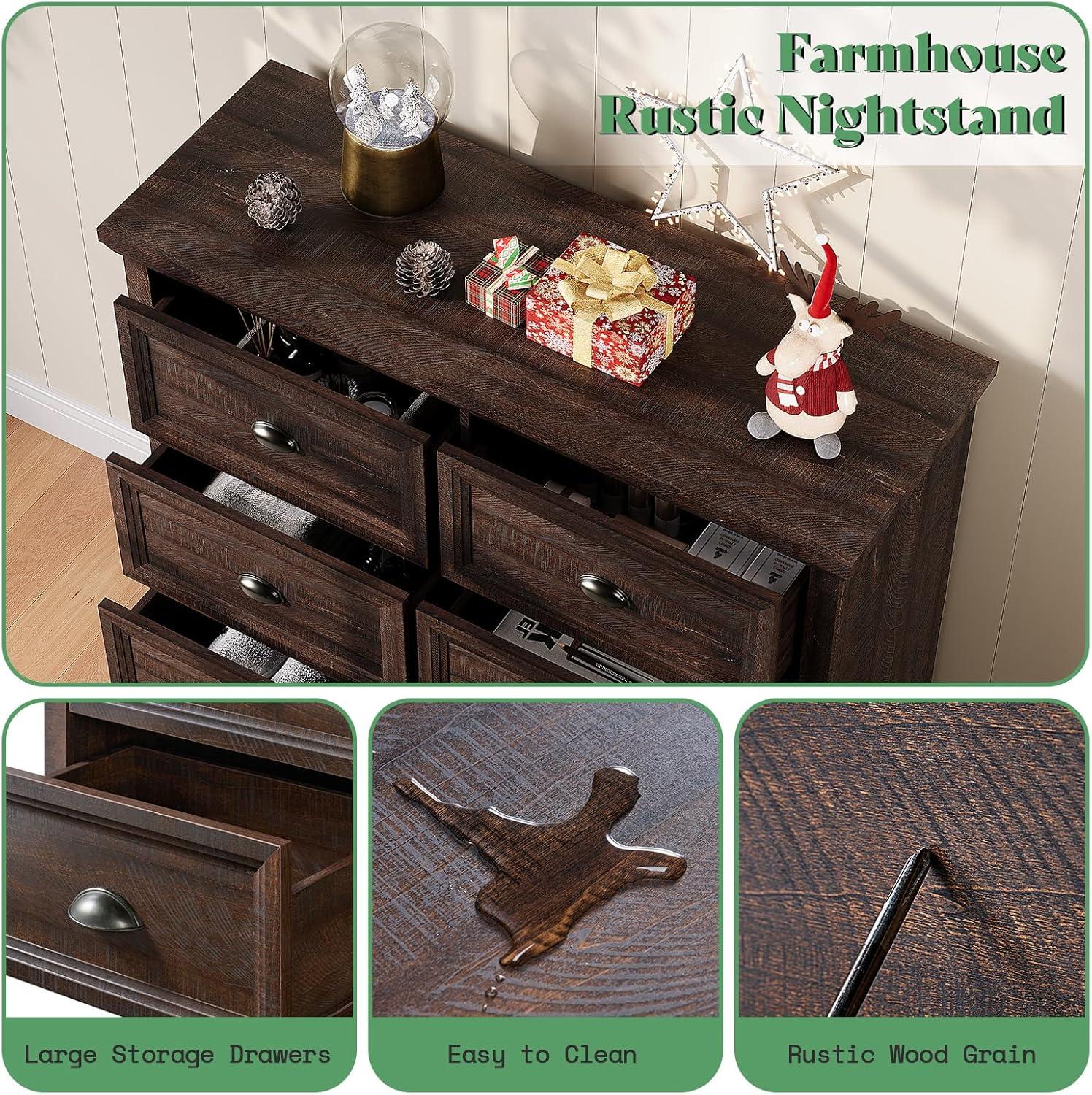 Winston Porter 58" Farmhouse 6 Drawer Dresser