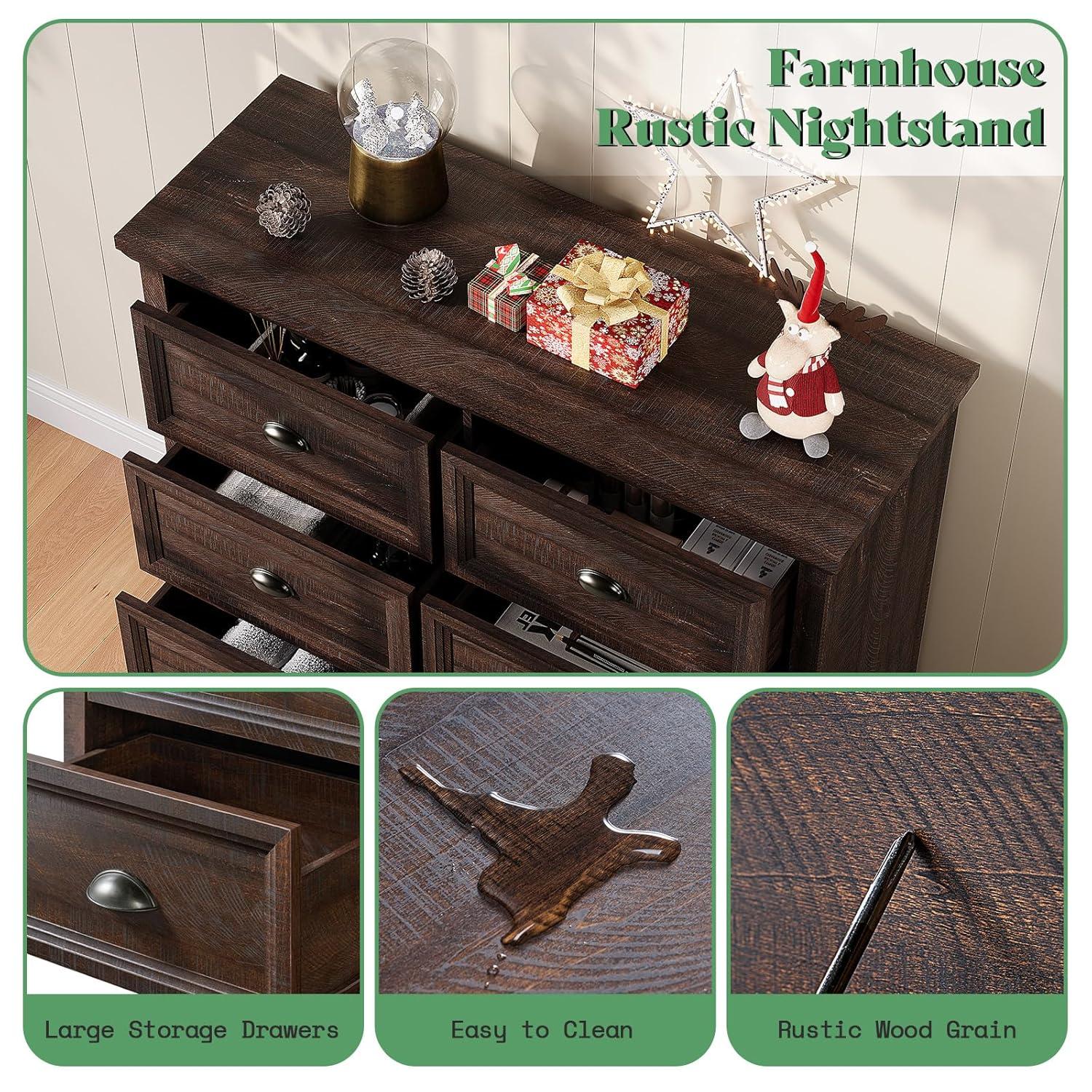 Winston Porter 58" Farmhouse 6 Drawer Dresser