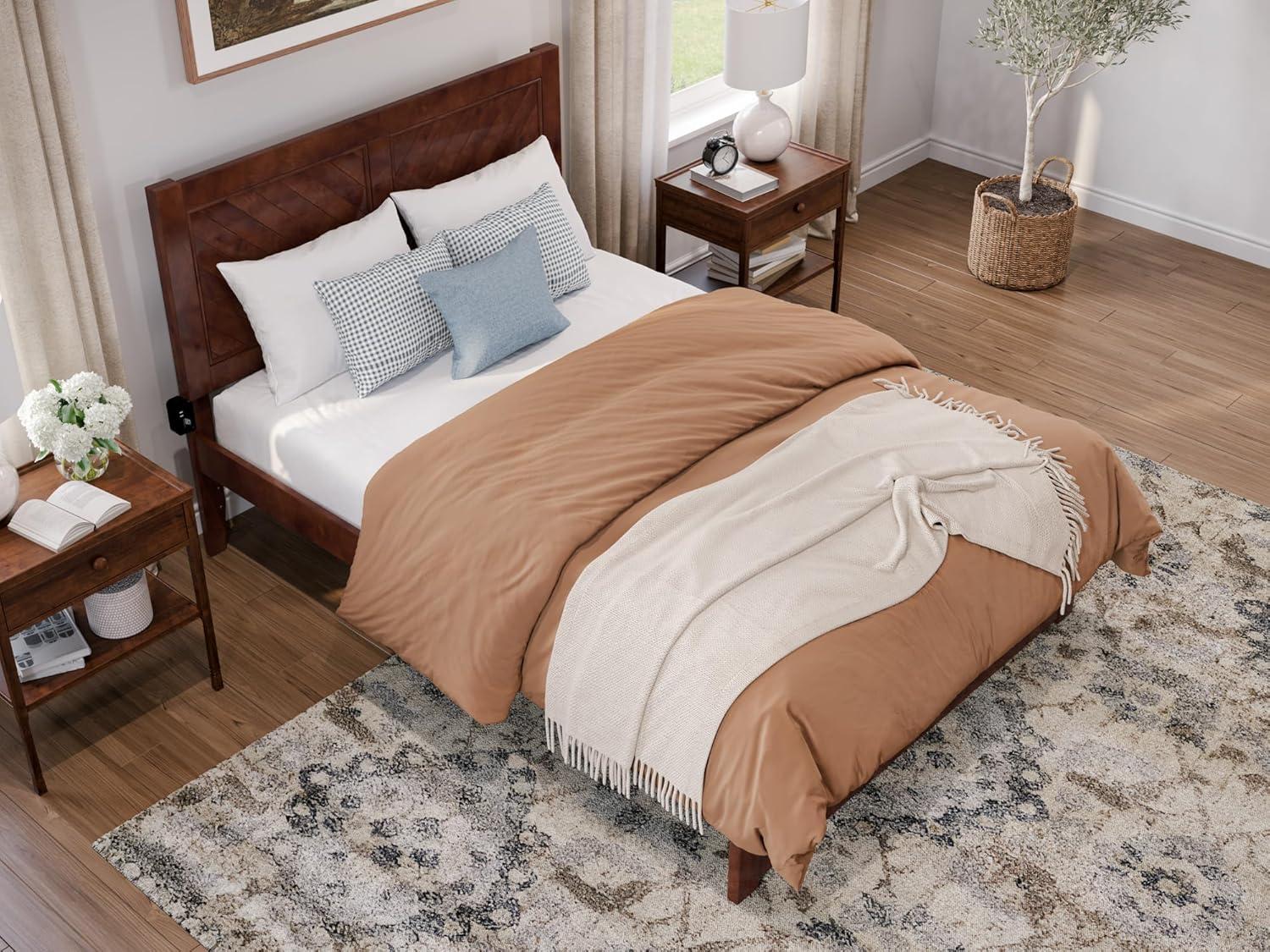 AFI Canyon Walnut Solid Wood Platform Bed with Matching Footboard, King