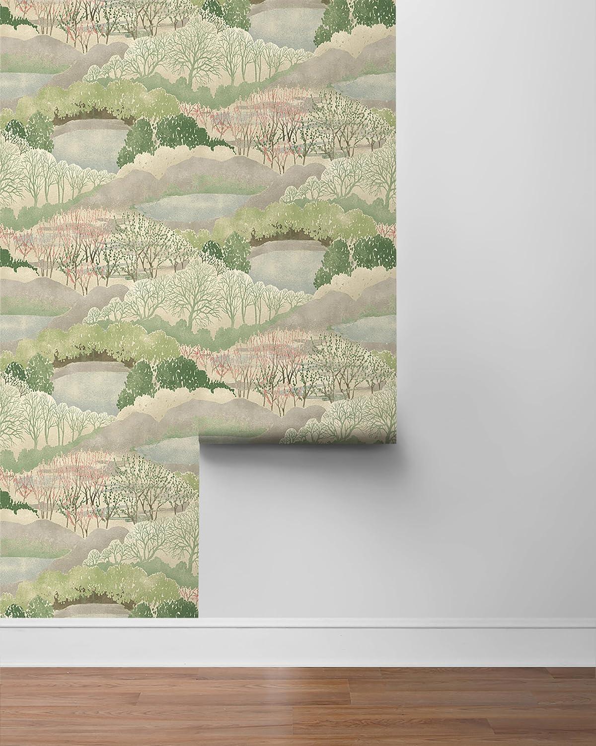 Surface Style - Peel and Stick Wallpaper, Scenic Wallpaper for Bedroom, Powder Room, Kitchen, Self Adhesive, Vinyl, 30.75 Sq Ft Coverage (Gathering Sky Collection, Forest)