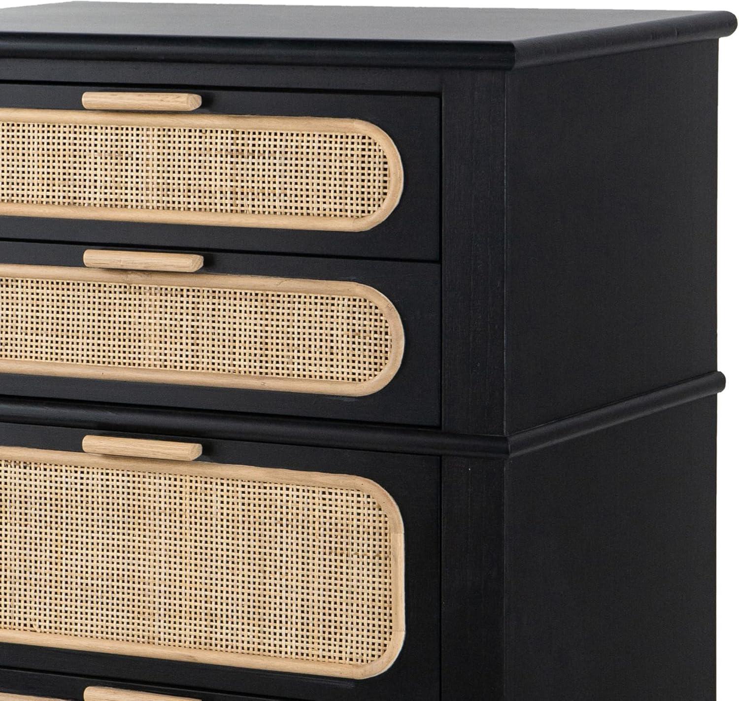 46 in. Dana 5 Drawers Tall Dresser Chest, Black