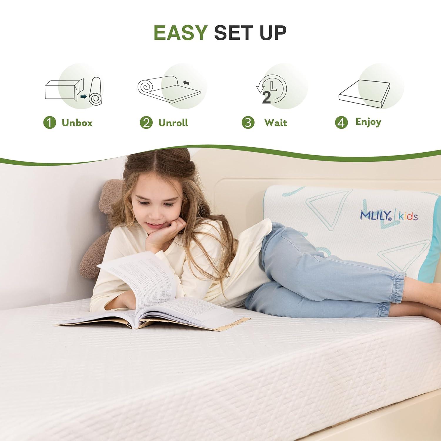 MLILY Twin Mattress in a Box, 6 inch Mattresses for Kids Bed Single Size Daybed Individual Bunk, Memory Foam Medium Firm