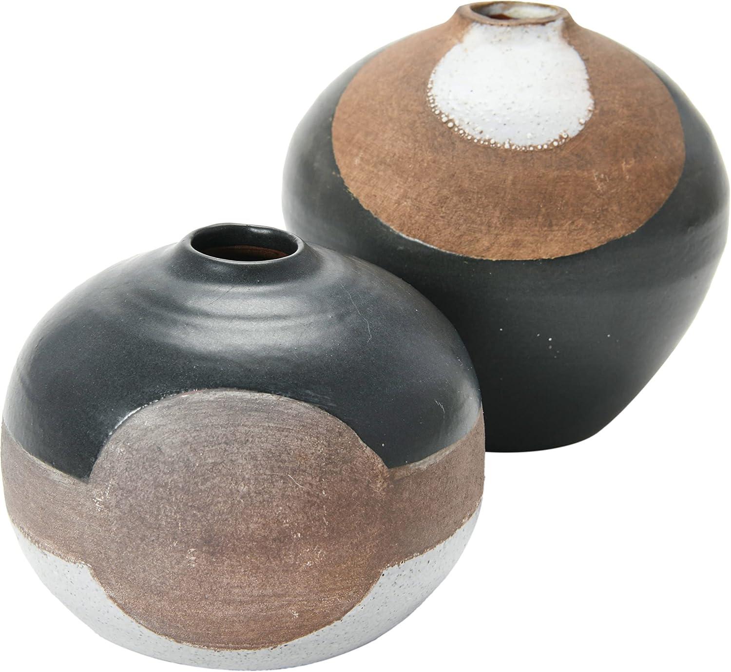 Boho Elements Multi-Colored Ceramic Vases, Set of 2