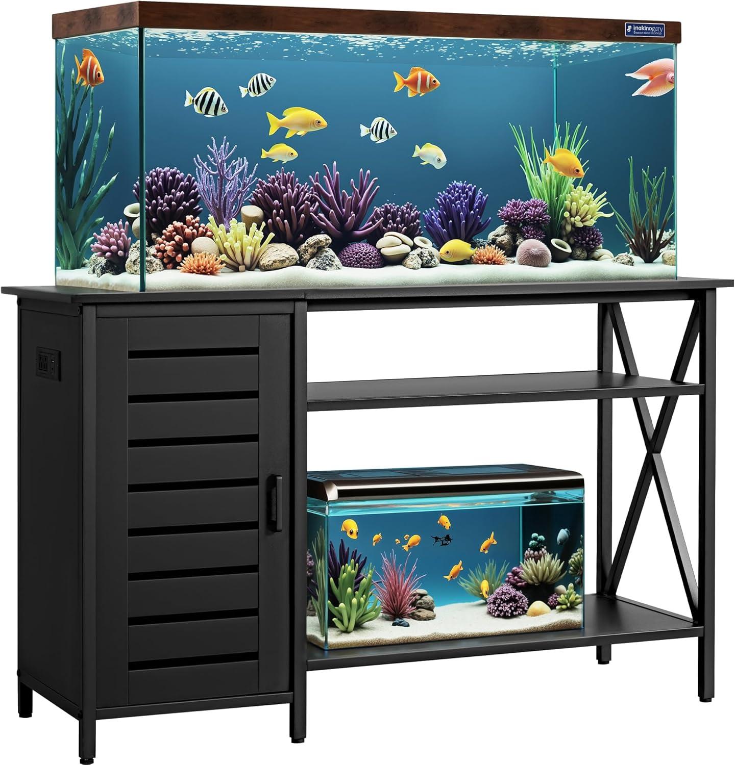 Tucker Murphy Pet™ Fish Tank Stand - 55-75 Gallon Wooden Aquarium Stand With Storage Cabinet For Fish Tank Accessories - 770 LBS Capacity, 51"X19.6"X35"H