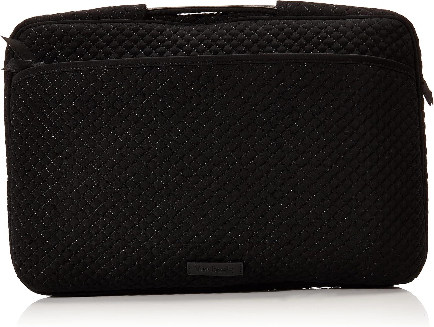 True Black Quilted Microfiber Laptop Organizer Case