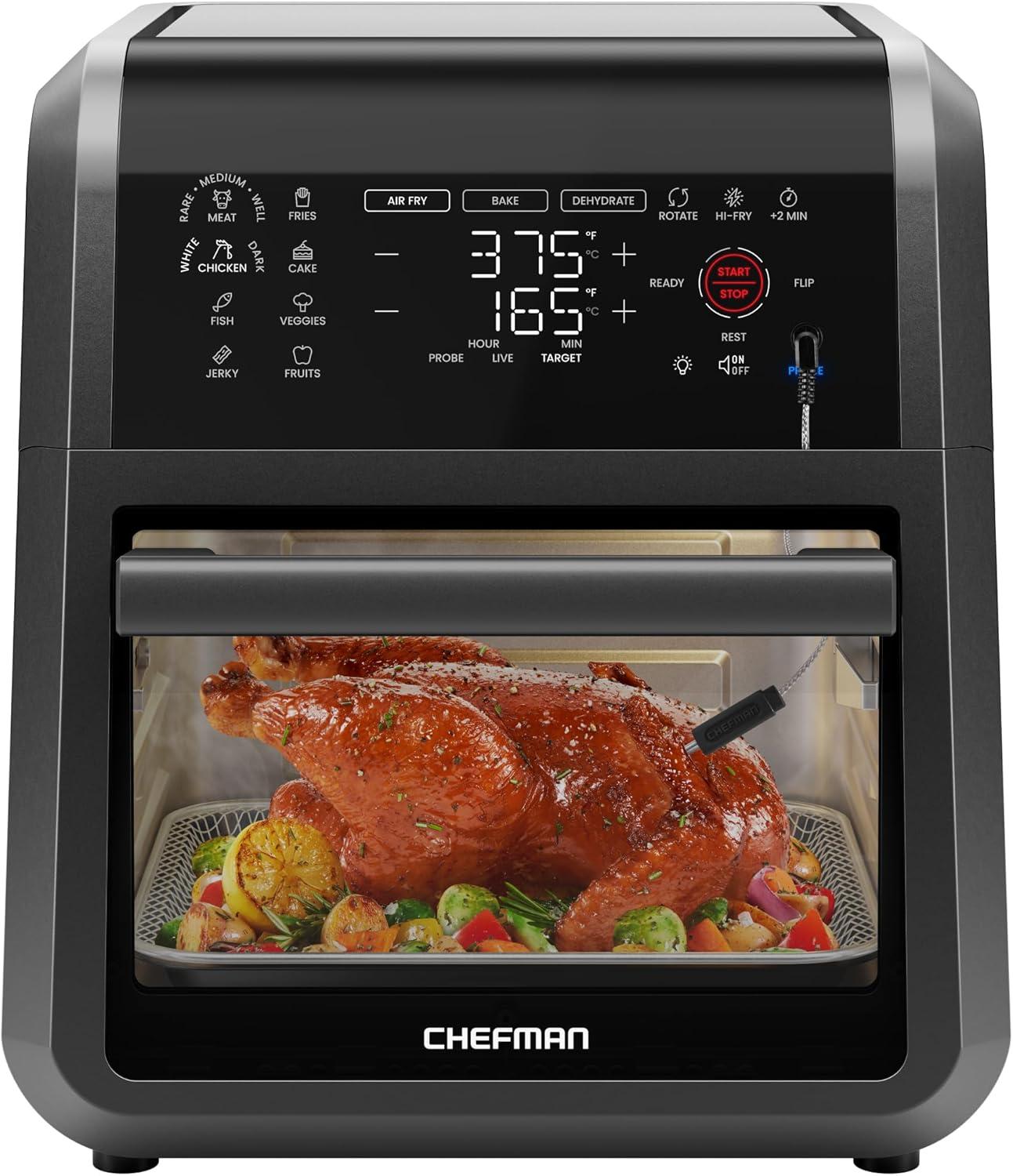 Chefman 12 Quart Black Stainless Steel Multifunctional Air Fryer