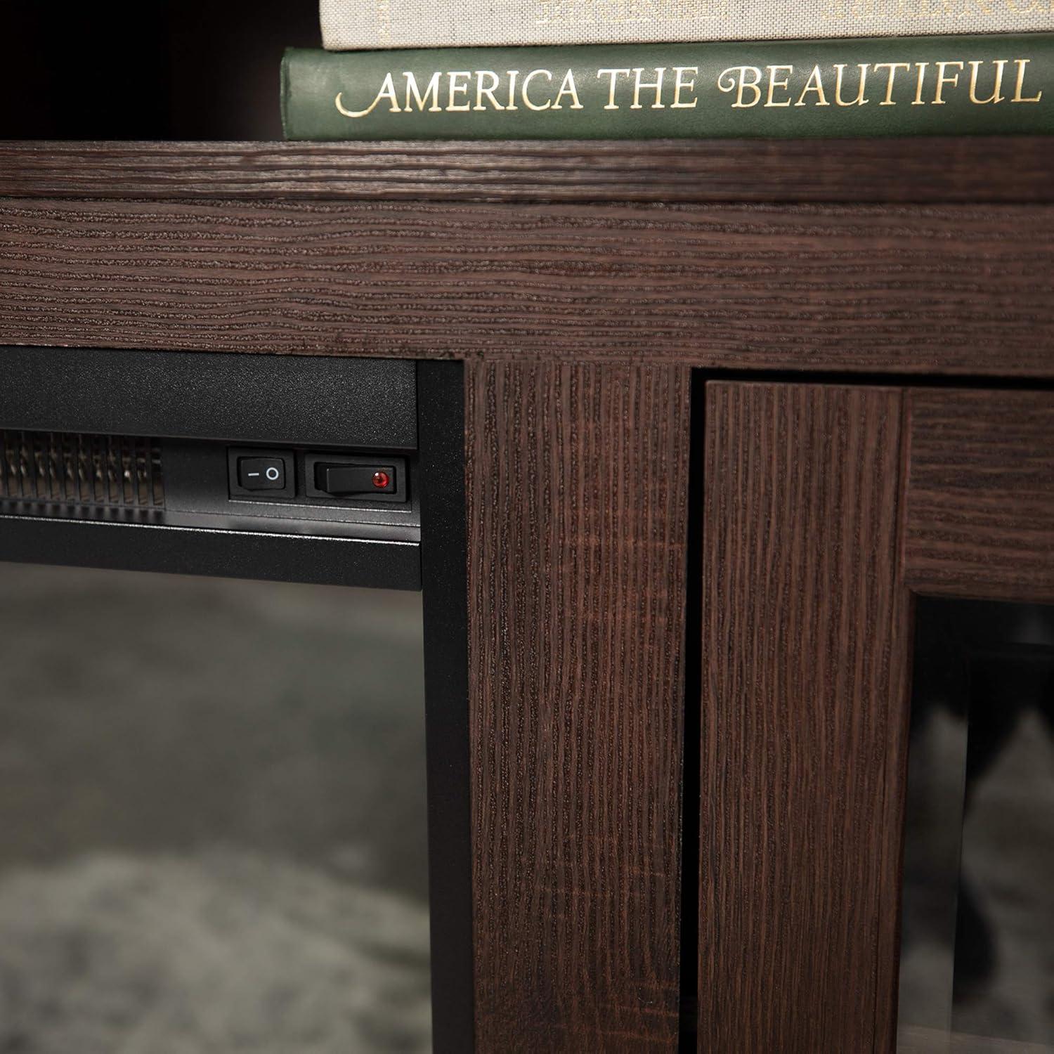 Espresso 58" Highboy Media Stand with Electric Fireplace and Cabinet