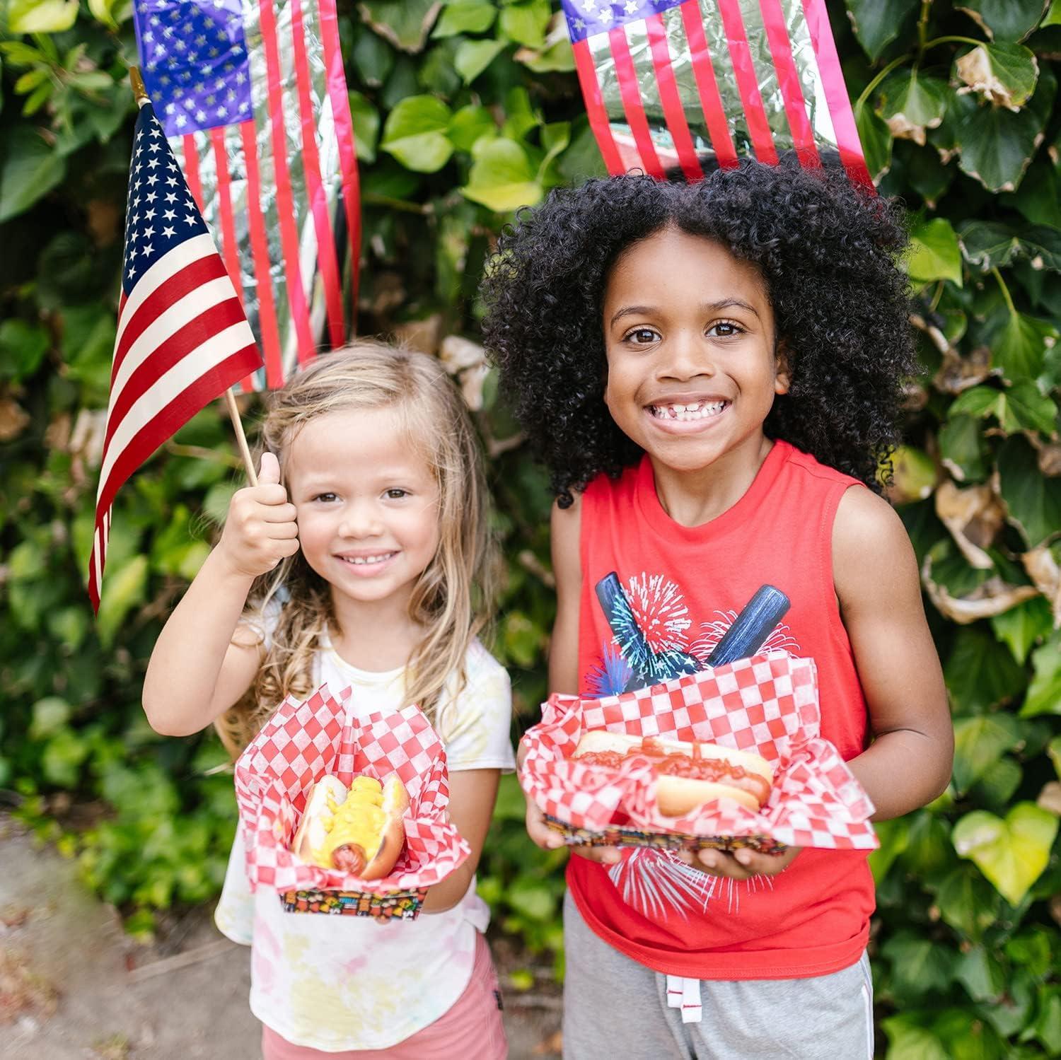 12 Pack Small American Flags Small US Flags/Mini American Flag on Stick 8x12 Inch US American Hand Held Stick Flags with Kid-Safe Spear Top, Polyester Full Color Tear-Resistant Flag