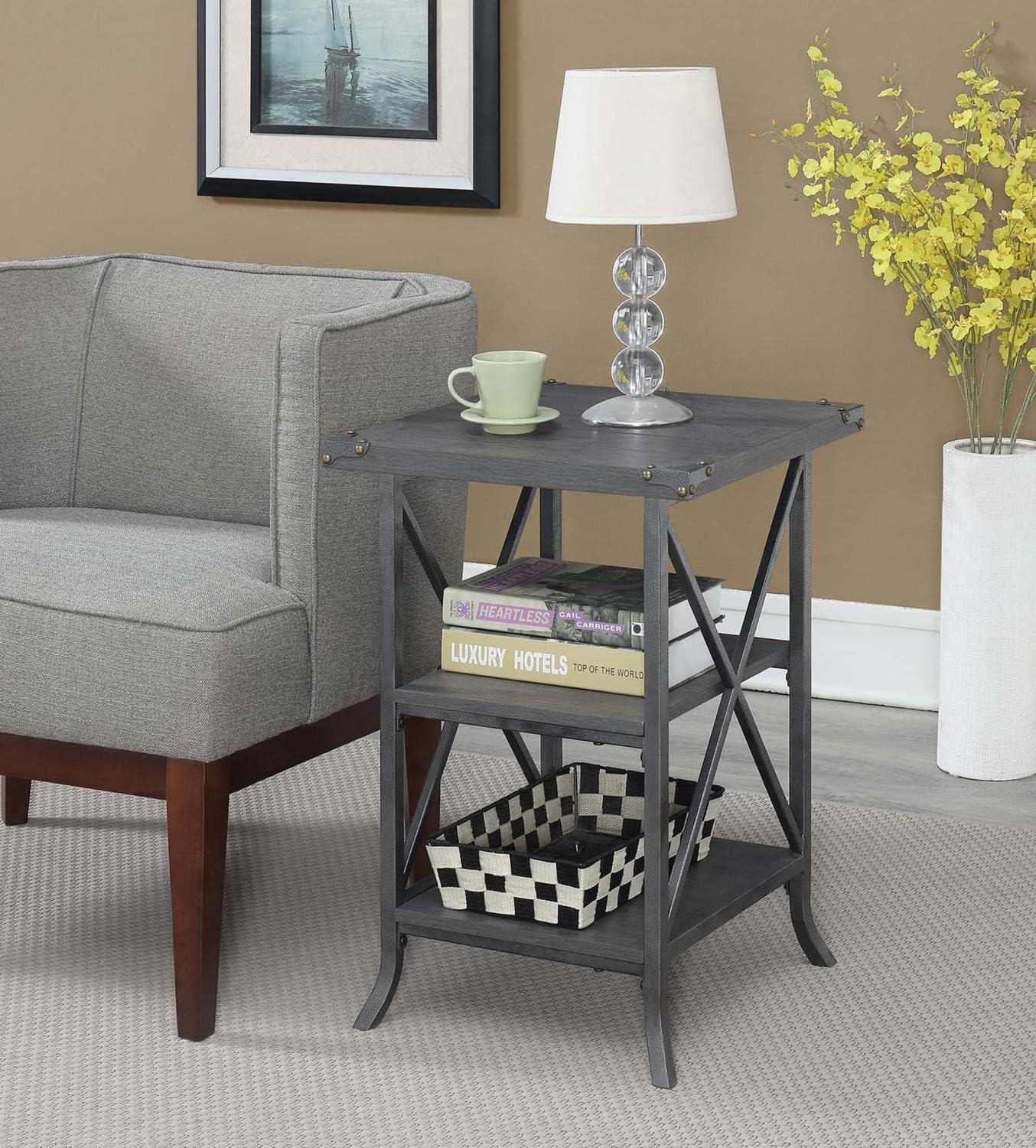 Convenience Concepts Brookline End Table, Charcoal Gray/Slate Gray Frame