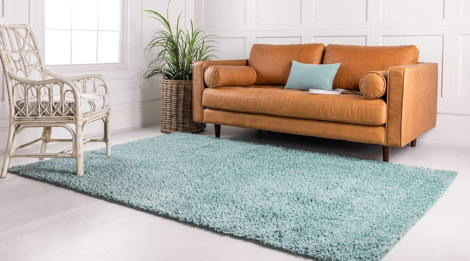 Unique Loom 6' 0 x 9' 0 Davos Shag Aqua Area Rug