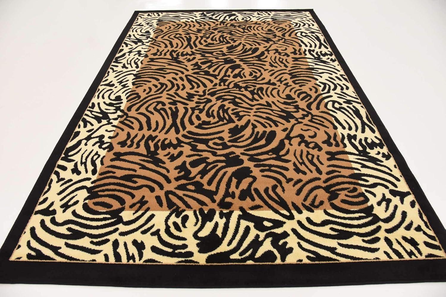 Wildlife Collection Light Brown and Black 6' x 9' Area Rug