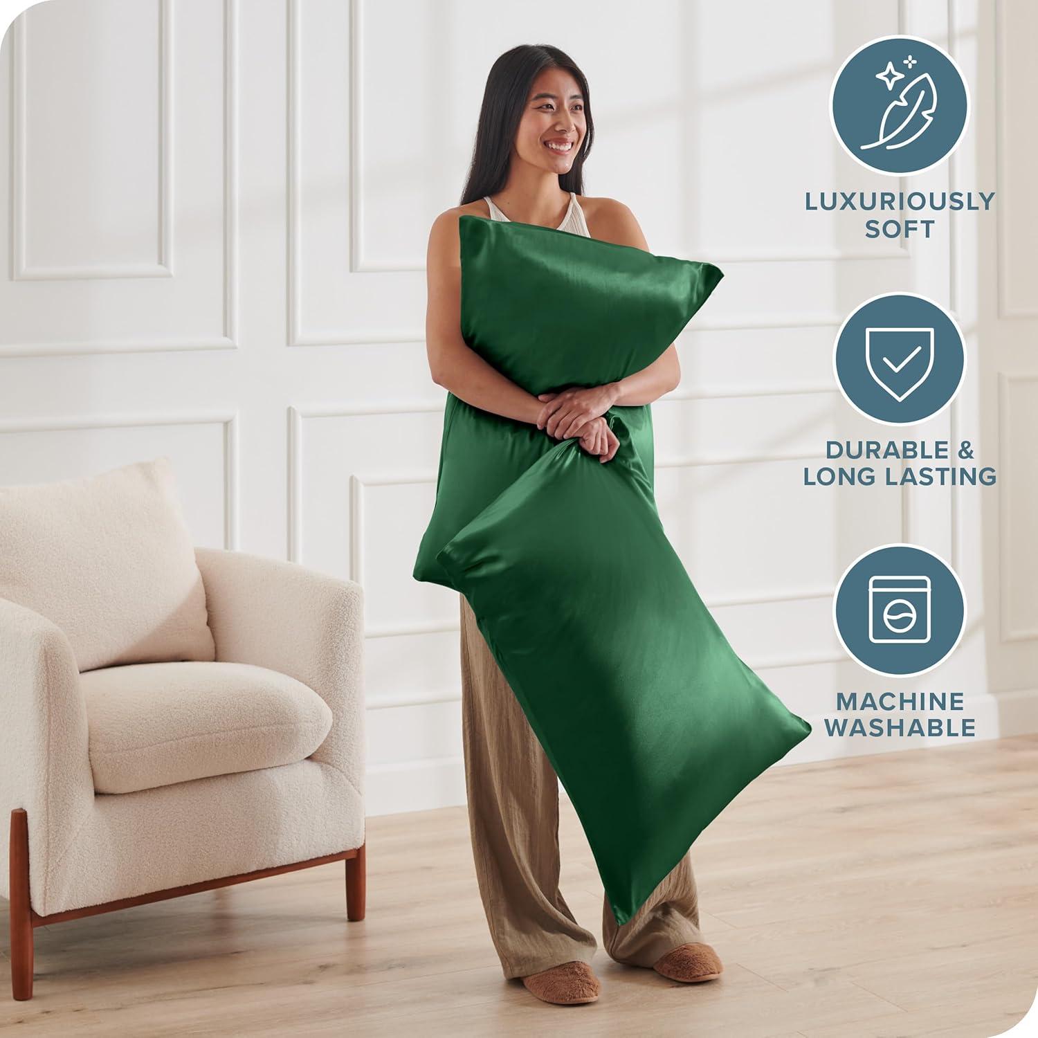Bare Home Soft Poly Satin Pillowcase Set