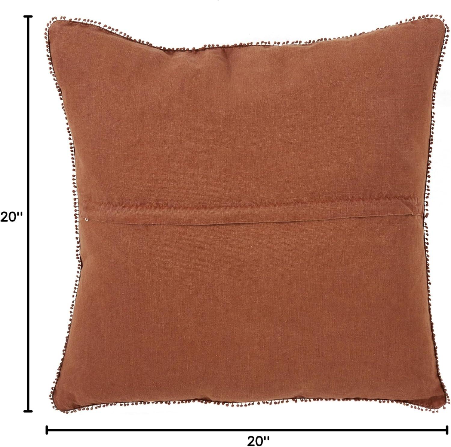 Saro Lifestyle Pom Pom Linen Down-Filled Throw Pillow