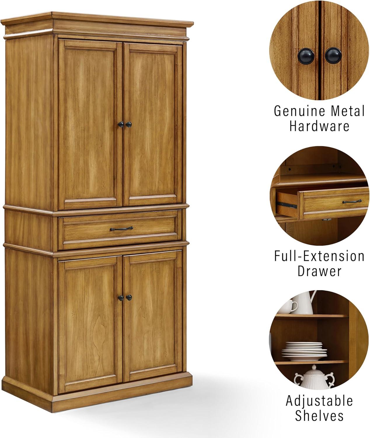 Parsons Pantry Storage Wood/Mahogany - Crosley: Adjustable Shelving, Drawer, Traditional Style