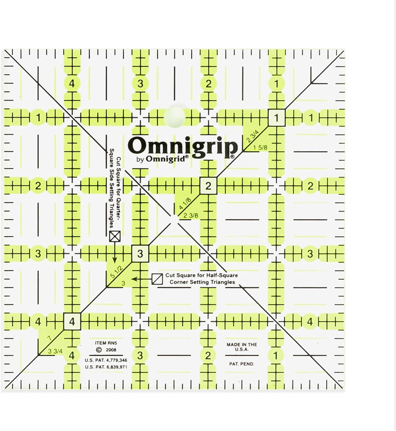 Omnigrip 5" Square Non-Slip Acrylic Quilting Ruler