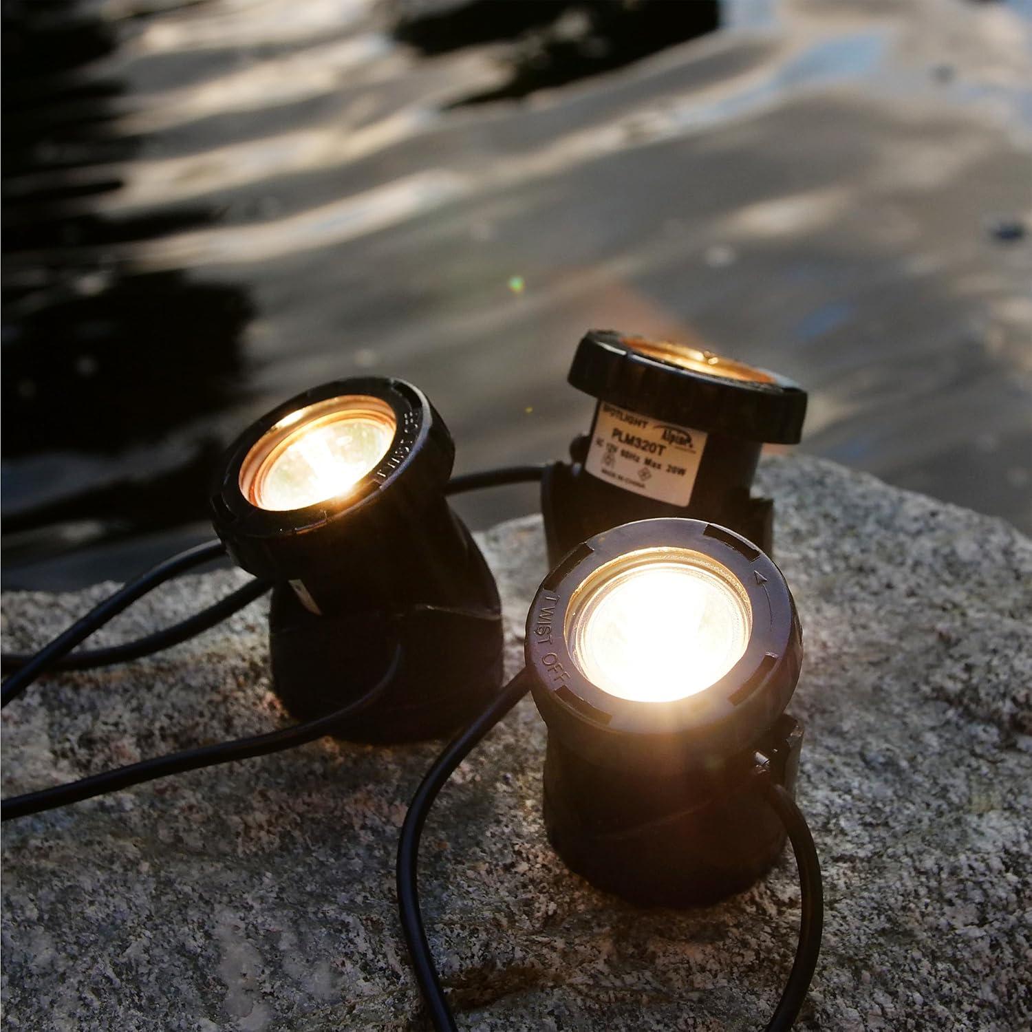 Alpine Black PVC 20-Watt Halogen Pond Lights with Transformer