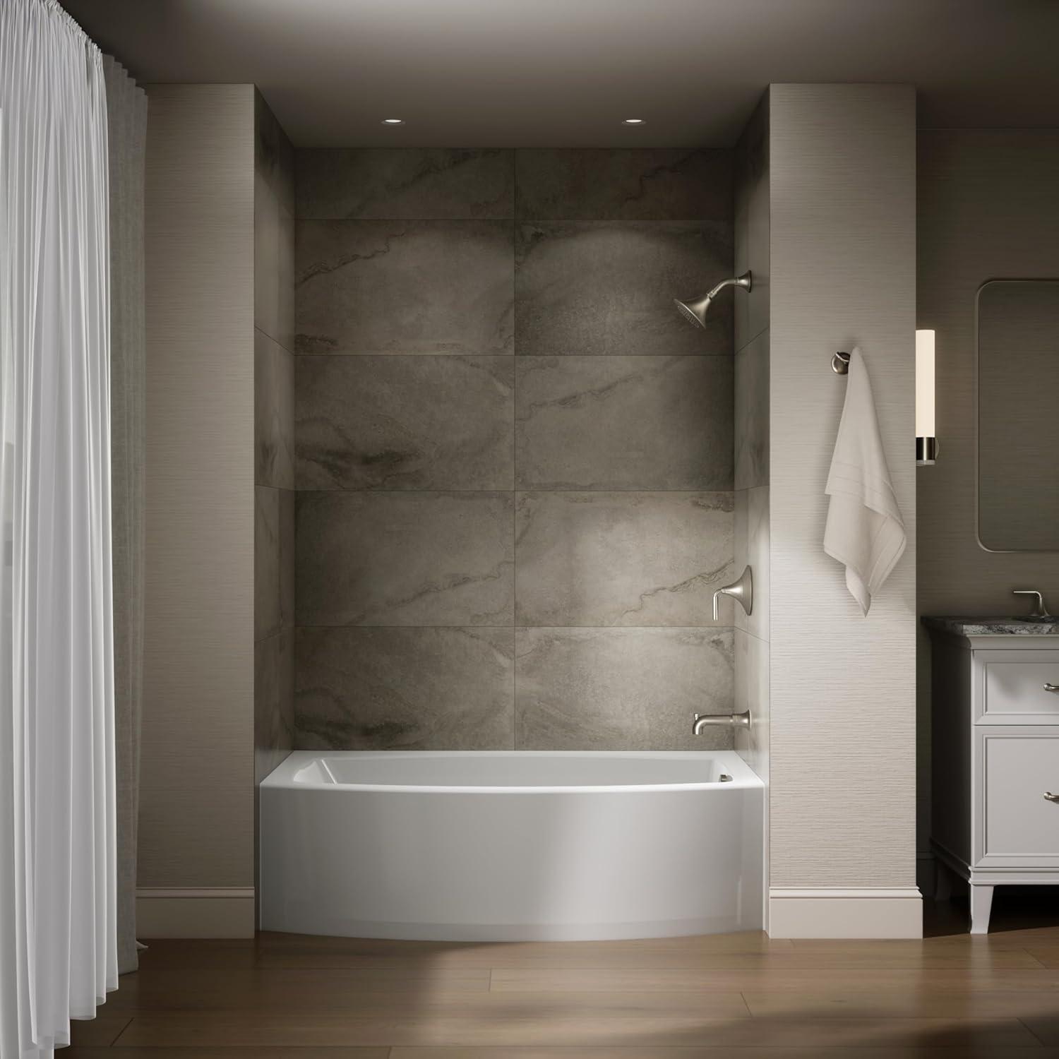 Expanse 60" x 38" Curved Integral Apron Bathtub
