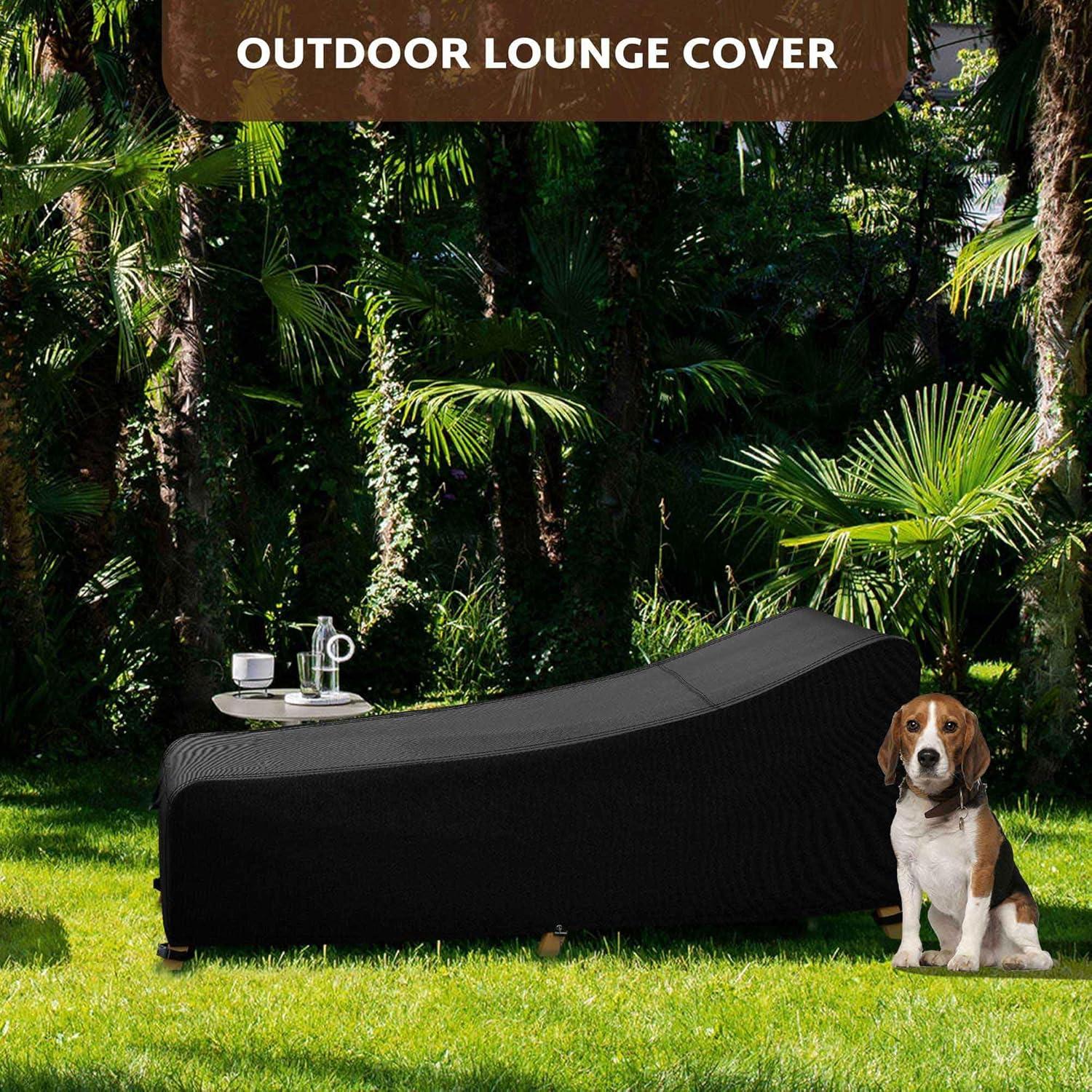 iBirdie Outdoor Lounge Chaise Chair Cover 60L x 26W x 34H inch Waterproof Patio Furniture Covers Lawn Pool Chair Cover 1 Pack Black