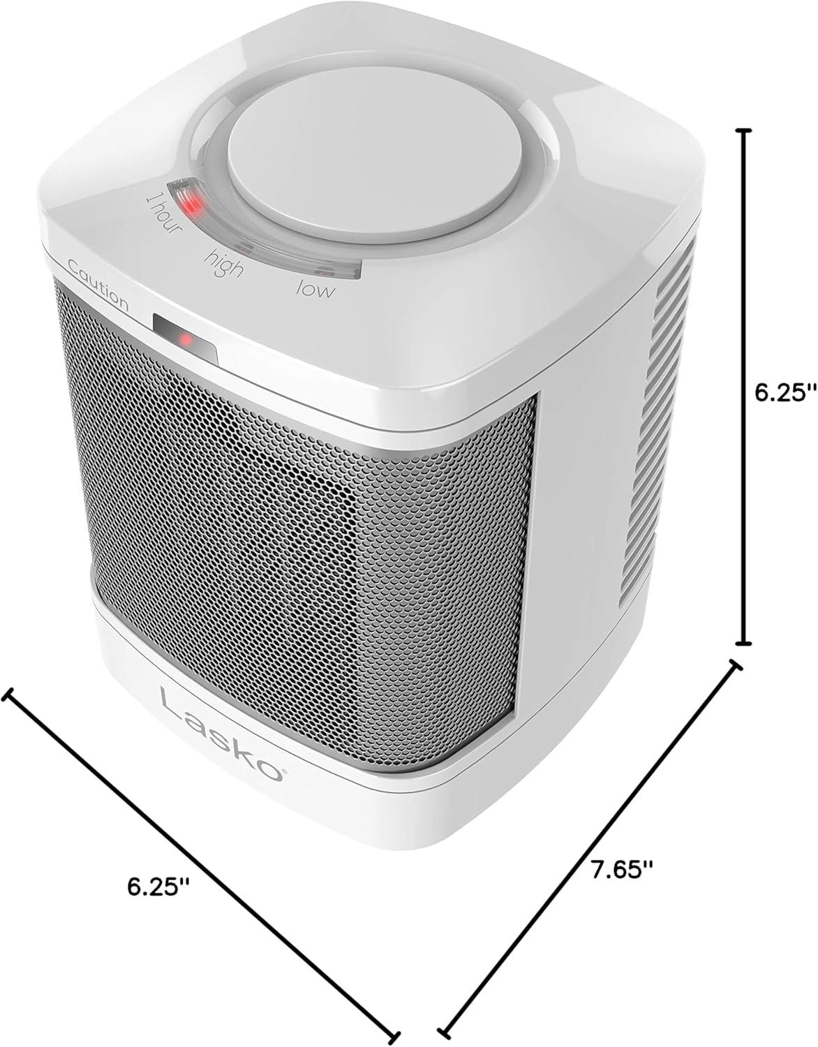 Lasko 8" 1500W Bathroom Space Heater with ALCI Safety Plug and Timer, White, CD08200, New