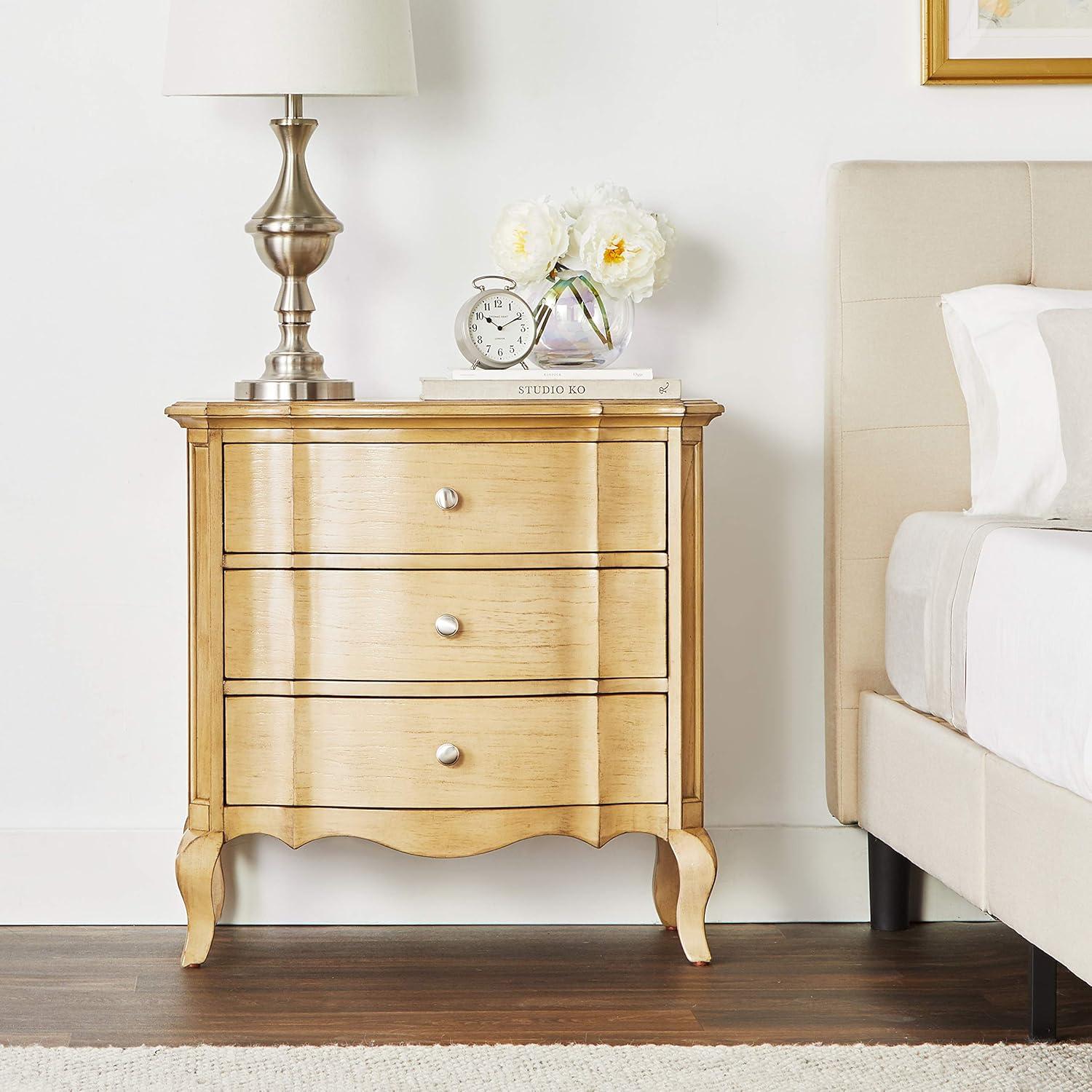 30" Chelmsford Nightstand Antique Taupe - Acme Furniture: 3 Drawers, Cabriole Legs, Wood Veneer