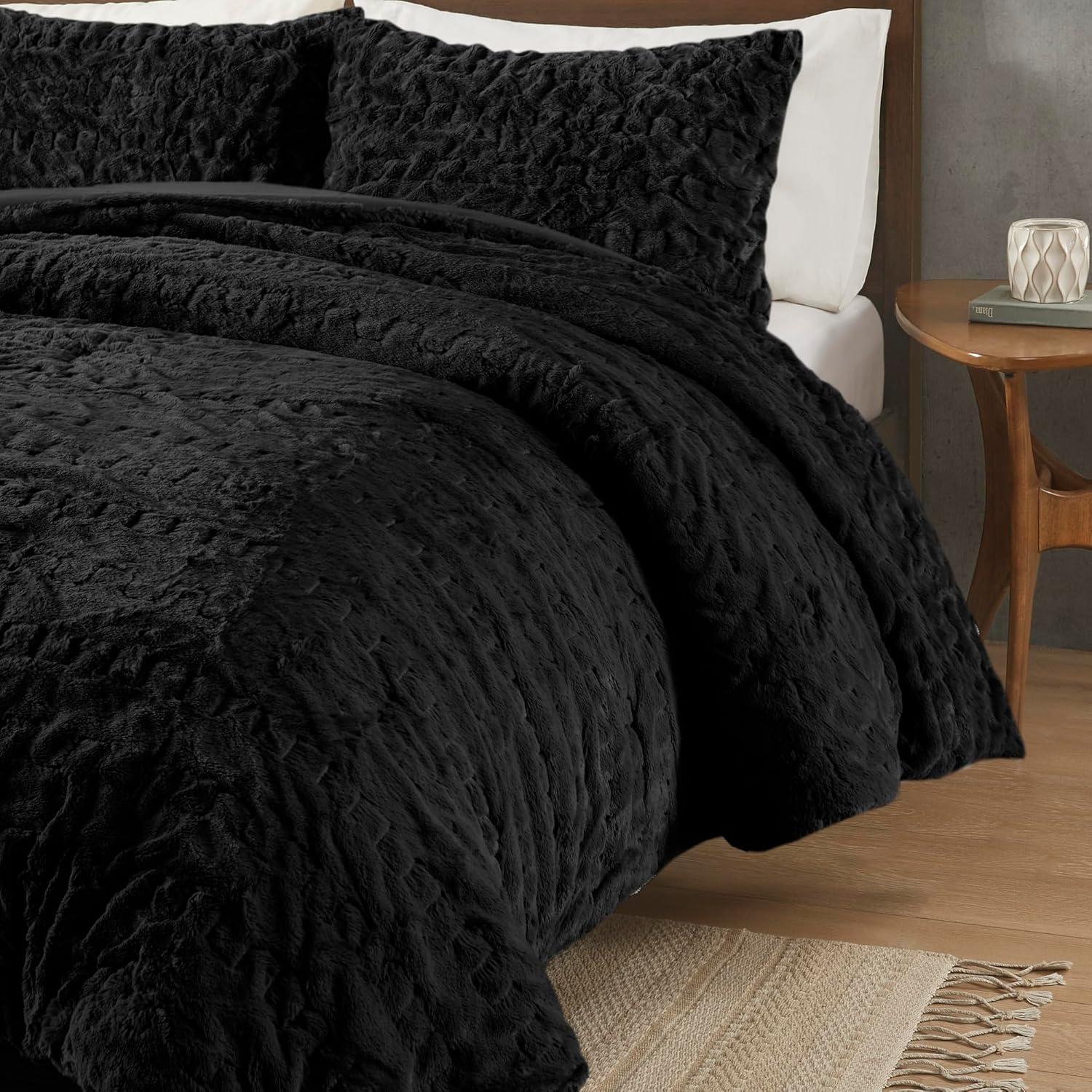 Almagul Ruched Fur Down Alternative Comforter Set