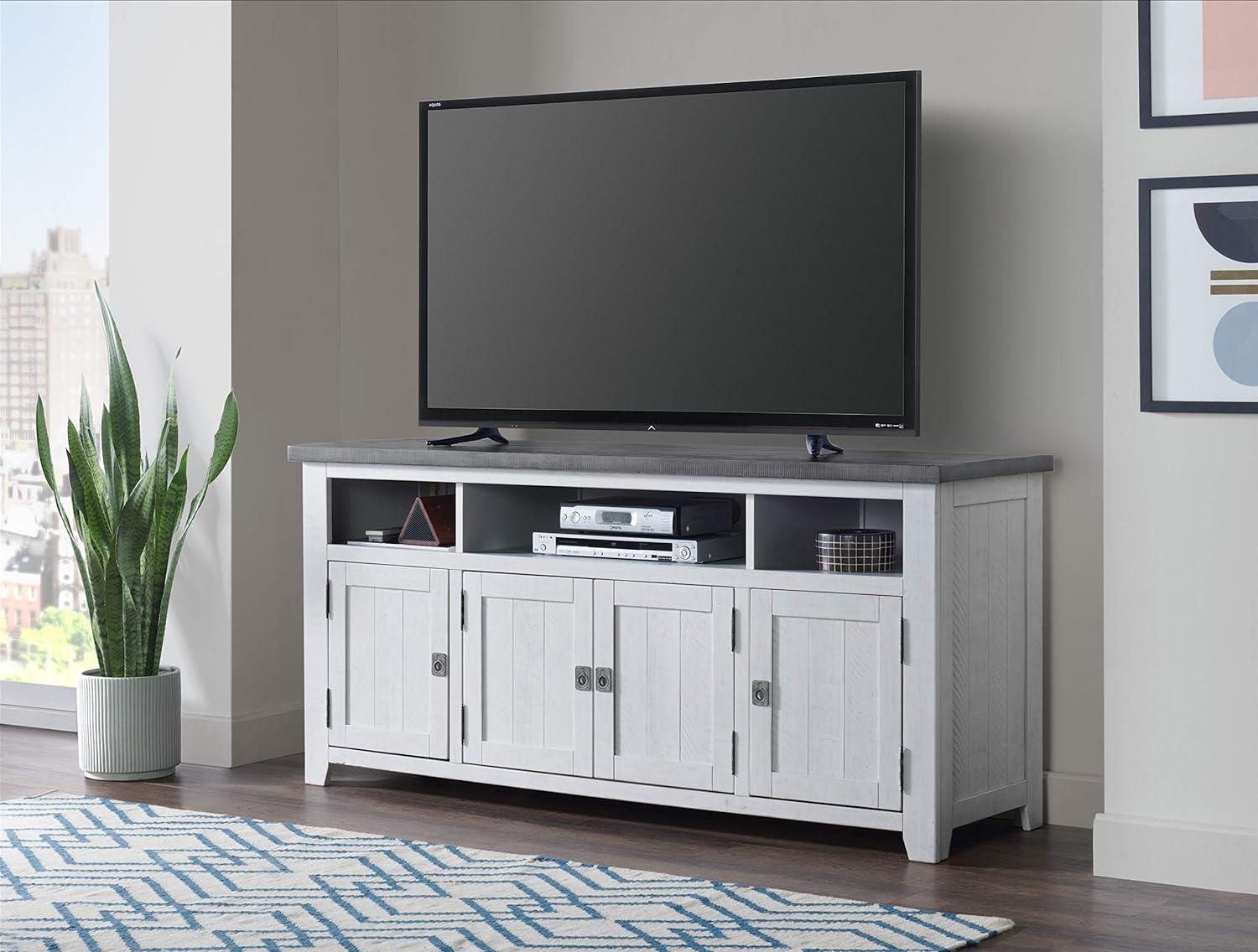 Foundry 65" TV Stand White Stain with Gray Top - Martin Svensson Home