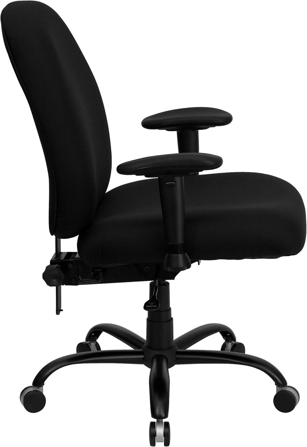 Flash Furniture HERCULES Series Big & Tall 400 lb. Rated Black Fabric Executive Ergonomic Office Chair with Adjustable Back and Arms