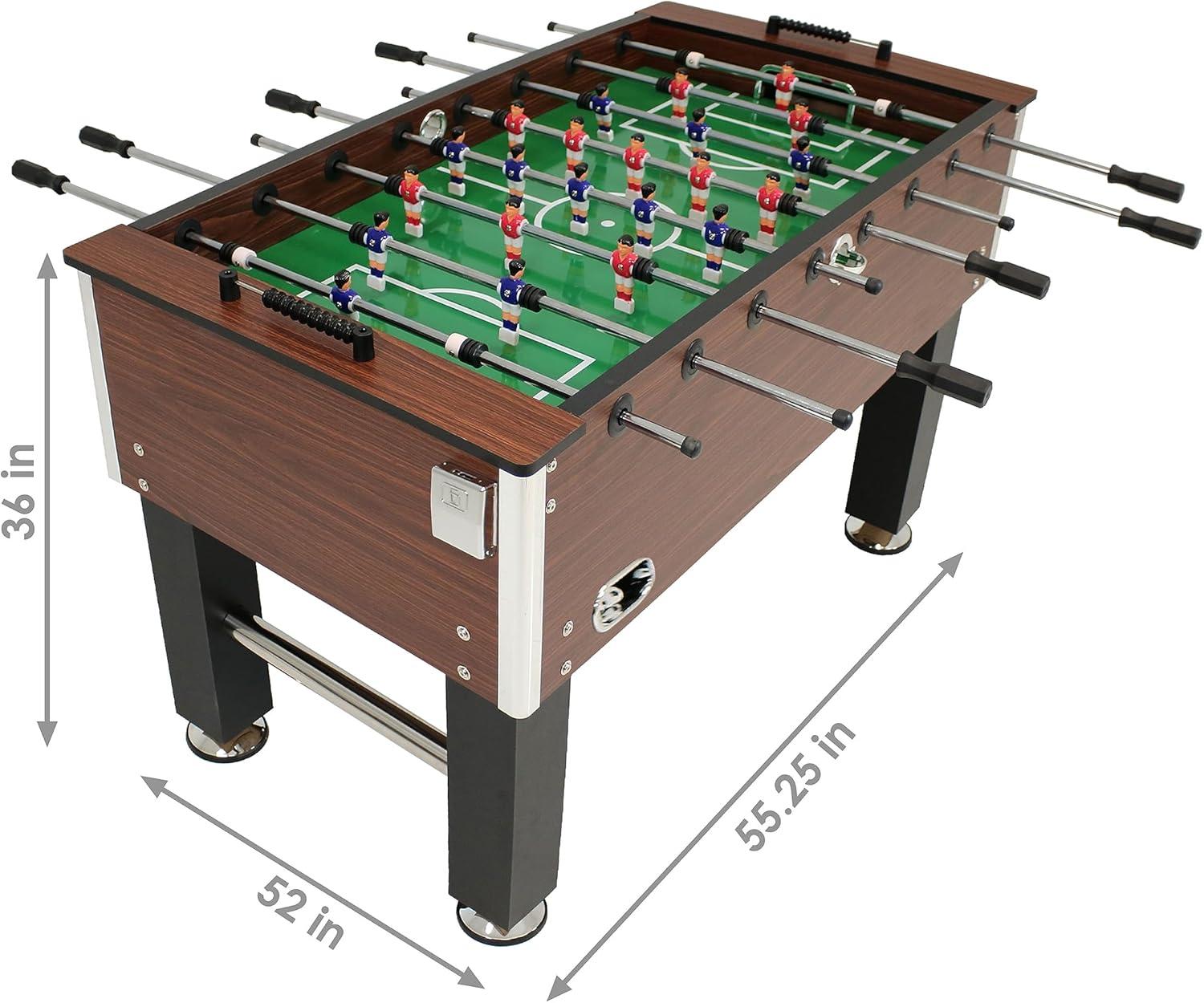 Sunnydaze Indoor Classic Faux Wood Foosball Soccer Game Table with Manual Scorers and Folding Drink Holders - 5'