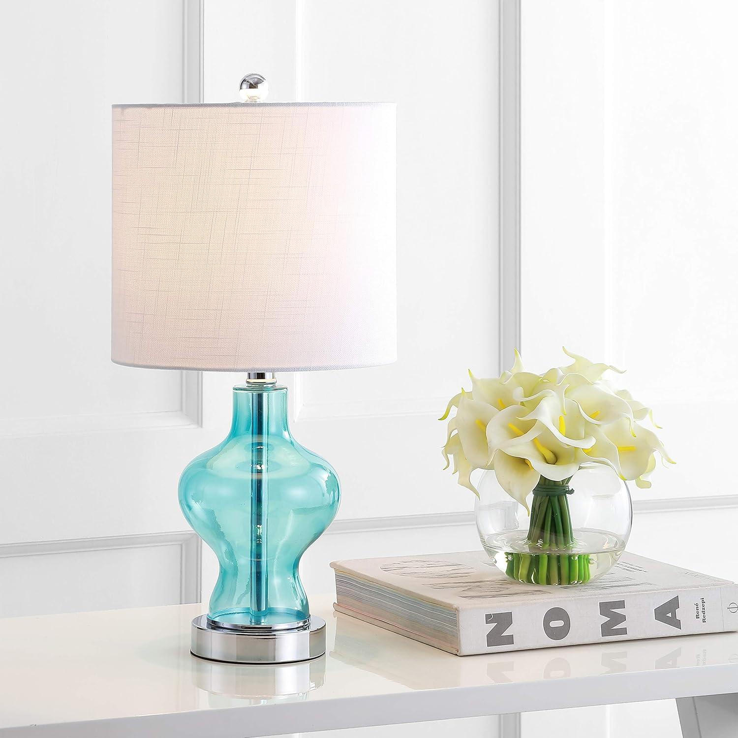 Mer 20.5" Glass/Metal LED Table Lamp, Aqua