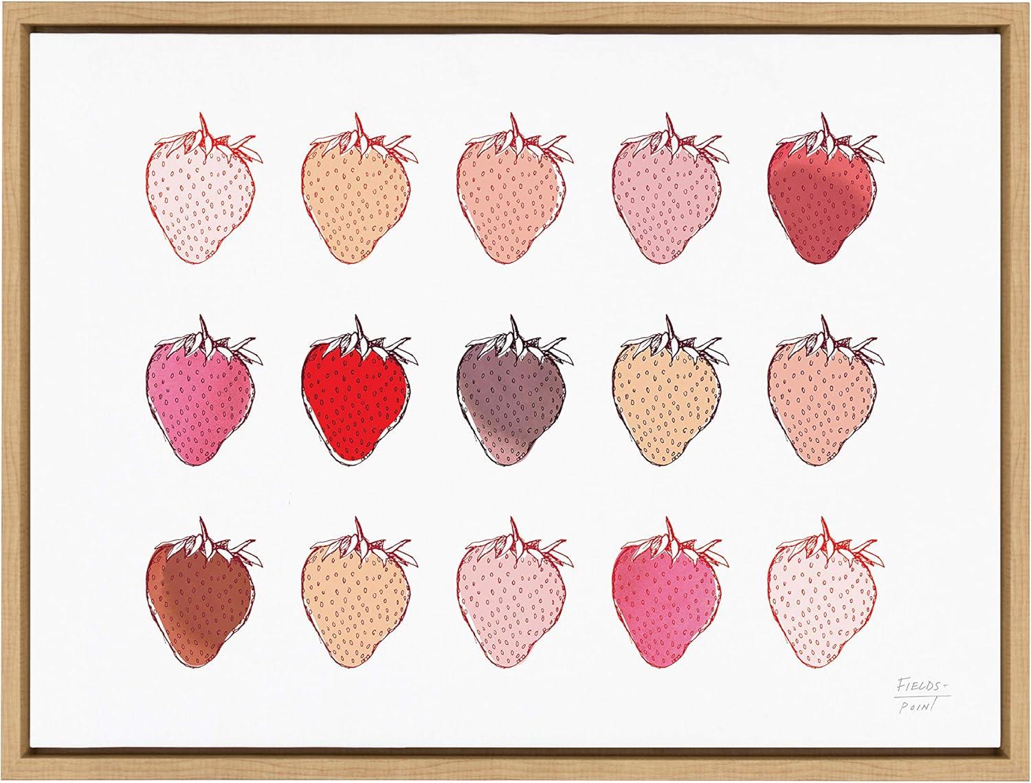 Kate and Laurel Sylvie Strawberry Fields Print Framed Canvas by Statement Goods, 18x24, Natural