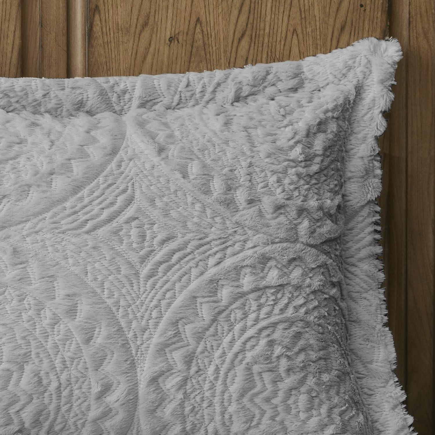 Madison Park Arya Embroidered Medallion Faux Fur Ultra Plush Comforter Set