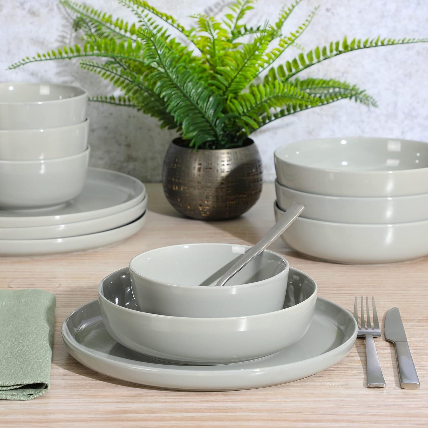 Gibson Home Oslo 12 Piece Porcelain Dinnerware Set - Grey