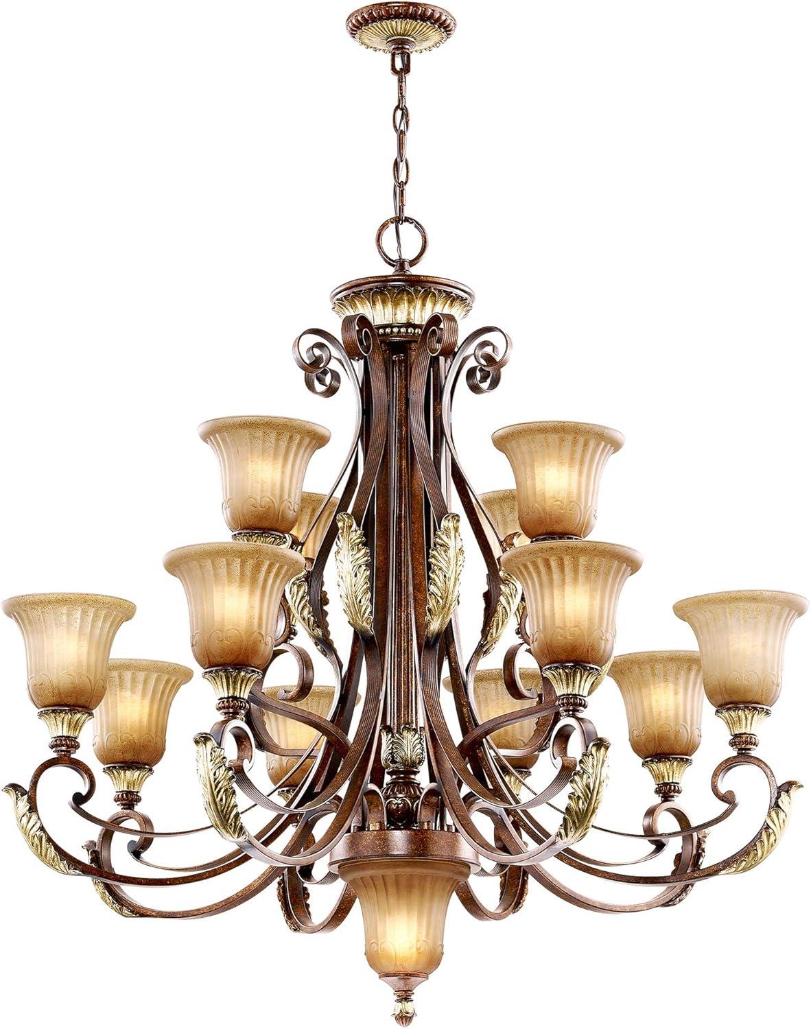 Livex Lighting Villa Verona Chandelier in Verona Bronze with Aged Gold Leaf