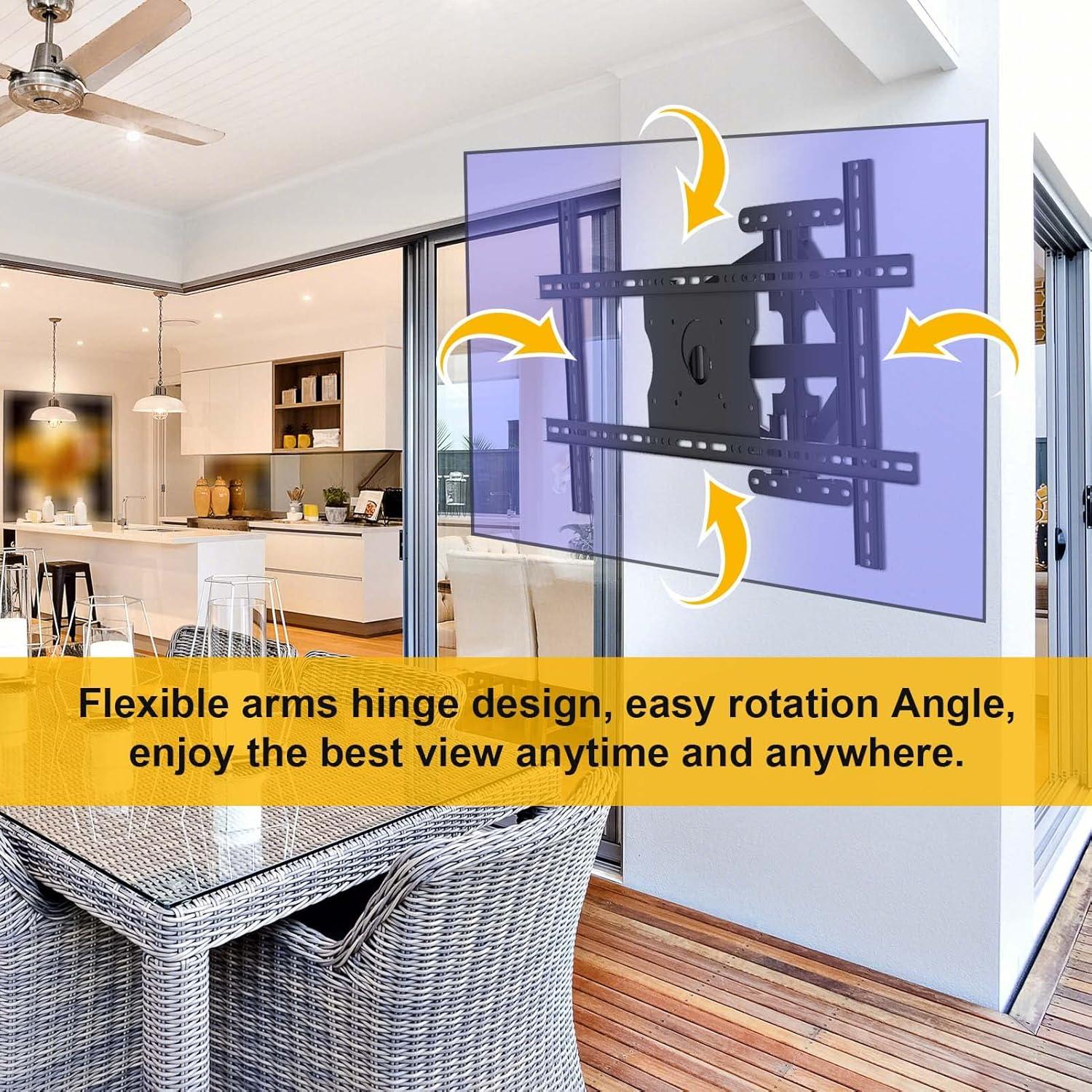 Sylvox Full Motion Outdoor TV Wall Mount for 40-75 inches, with Flexible 6 Articulating Dual Arms for Flat Curved Screen TV