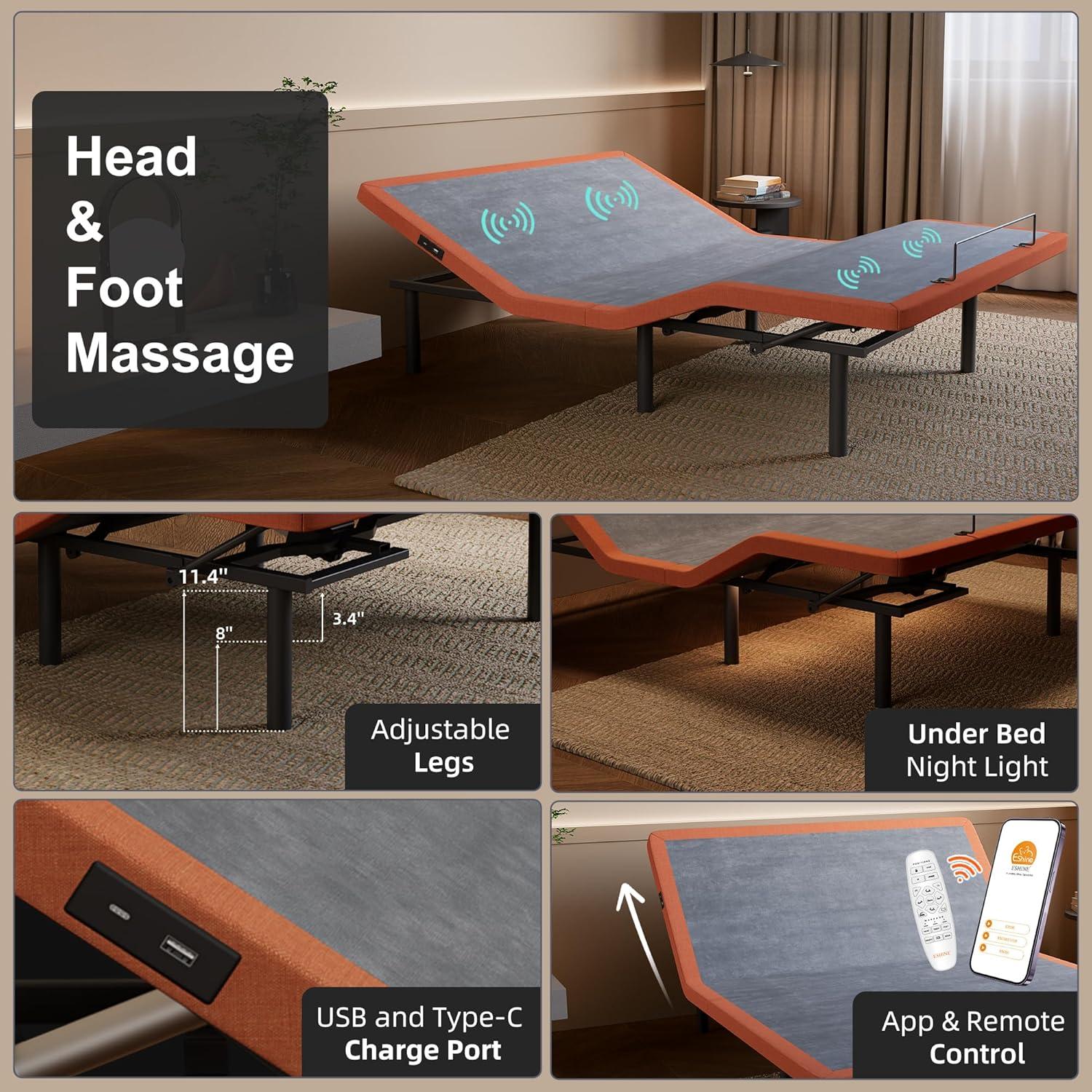 Zero Gravity Adjustable Bed with 14" Hybrid Mattress E3000 Series