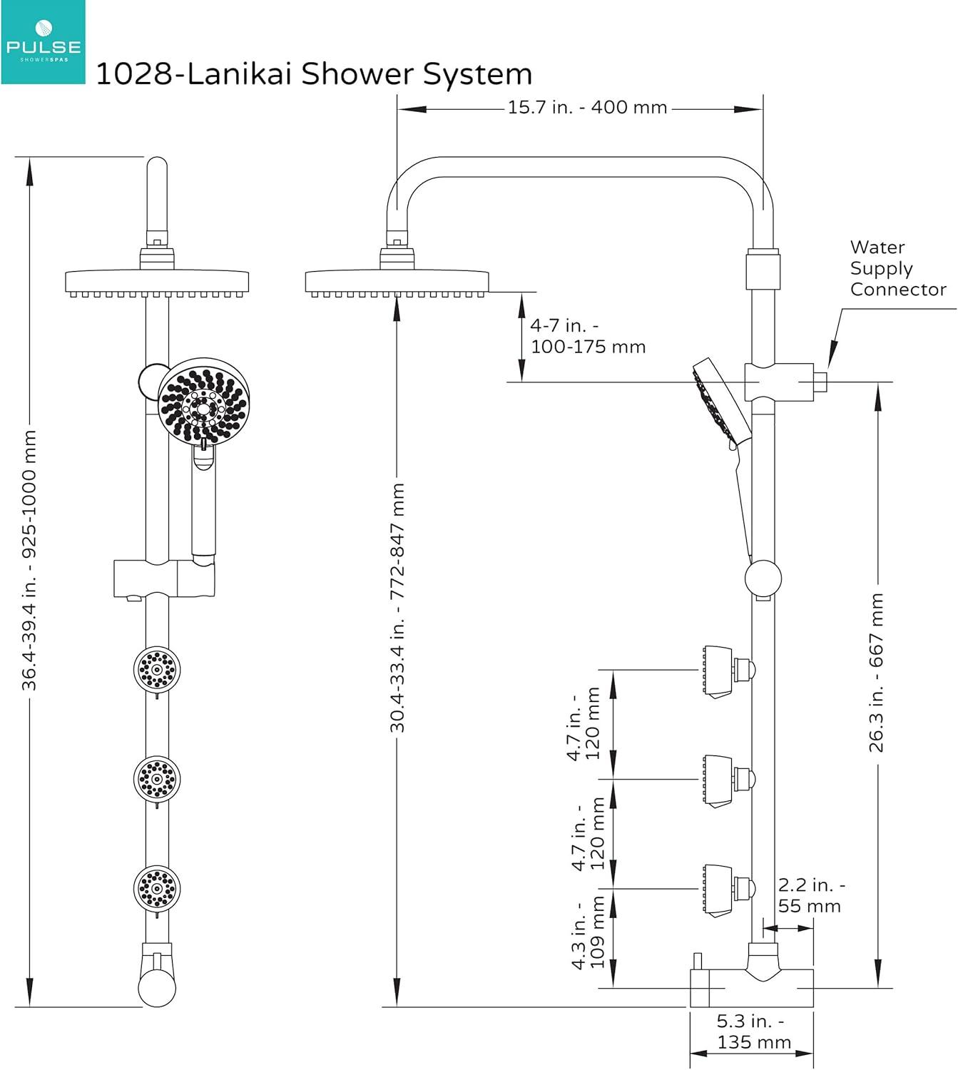 Brushed Nickel Multi-Function Shower System with Adjustable Height