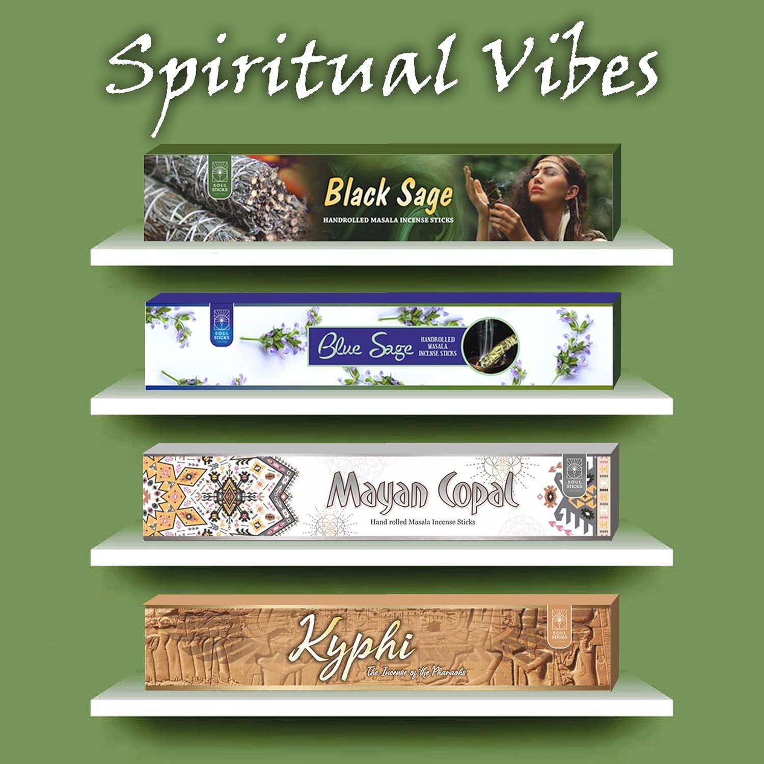 Soul Sticks Incense Sticks Spiritual Vibes Variety 4 Pack 100% Natural Masala Incense Organic Home Fragrance Agarbatti 15 Grams Per Pack 60 Grams Total