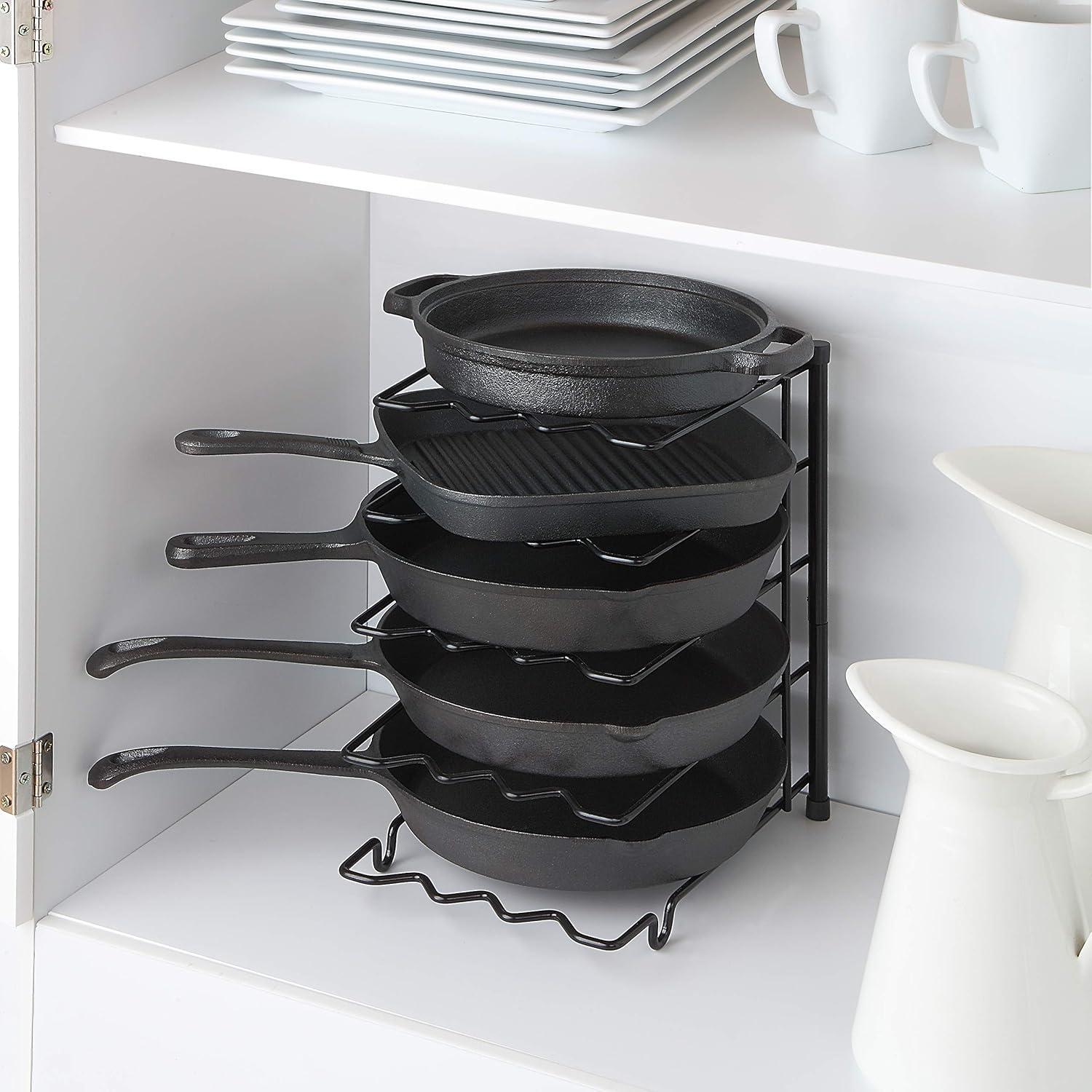Prep & Savour Heavy-Duty Kitchenware Pan Divider, Pot Lid, and Pot, Pan Organizer Rack Holder